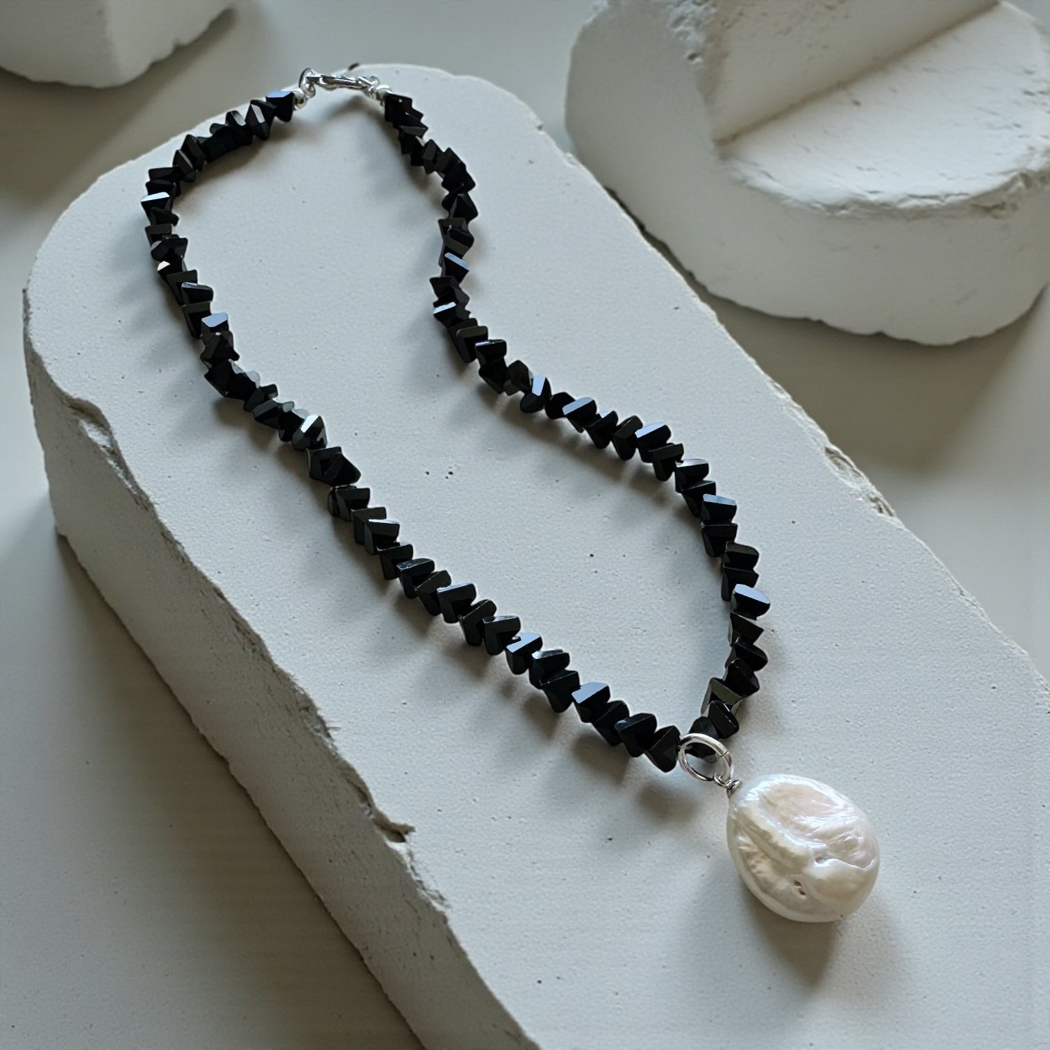 Collar cristales irregulares + perla grande natural