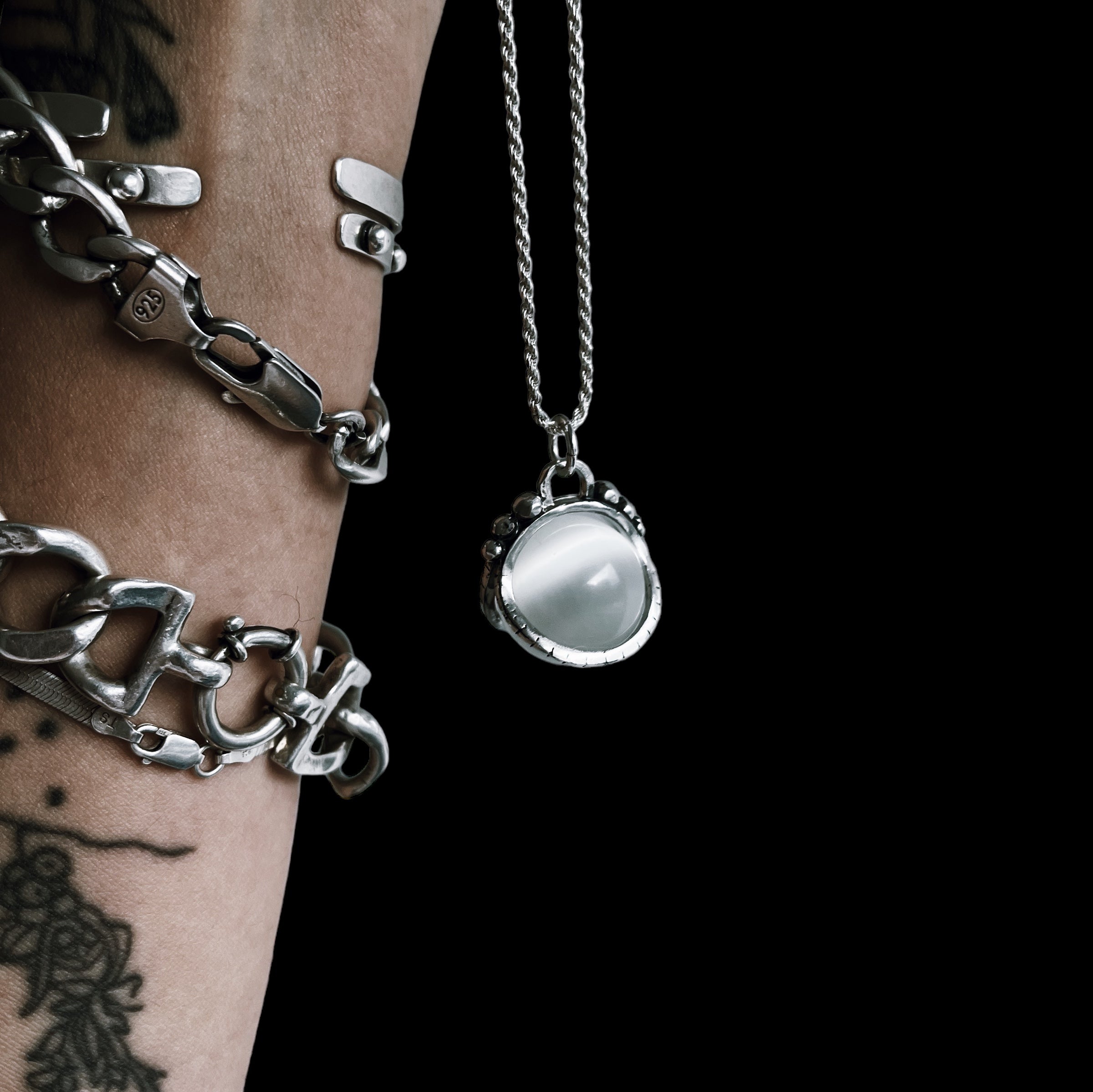 Colgante Halo M Clasico Antiestress Ojo de Tigre blanco