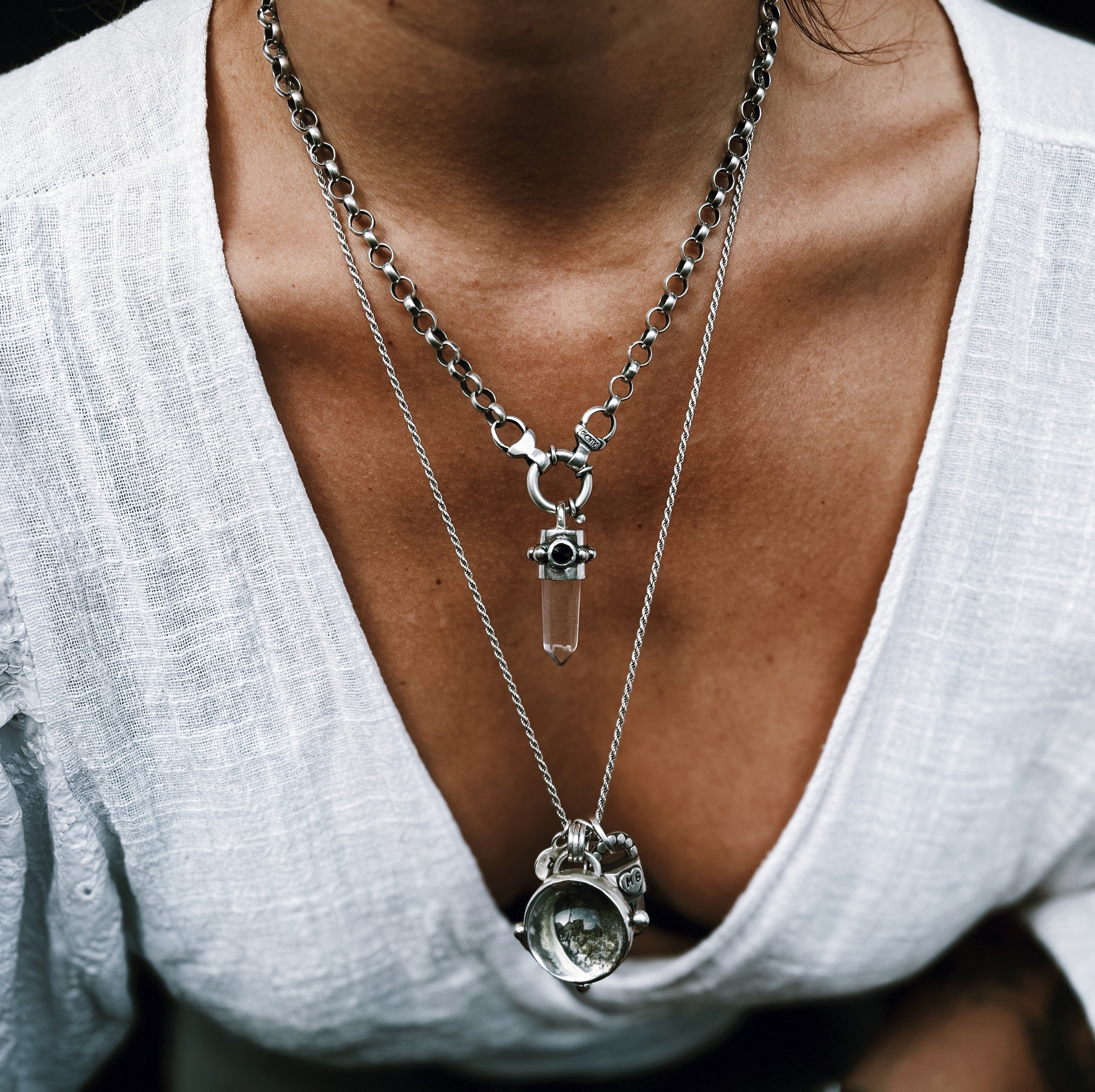 Colgante Punta Cuarzo / Varias Piedras