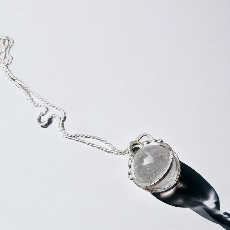 Colgante Halo Clasico Antiestress Cuarzo Transparente "L"