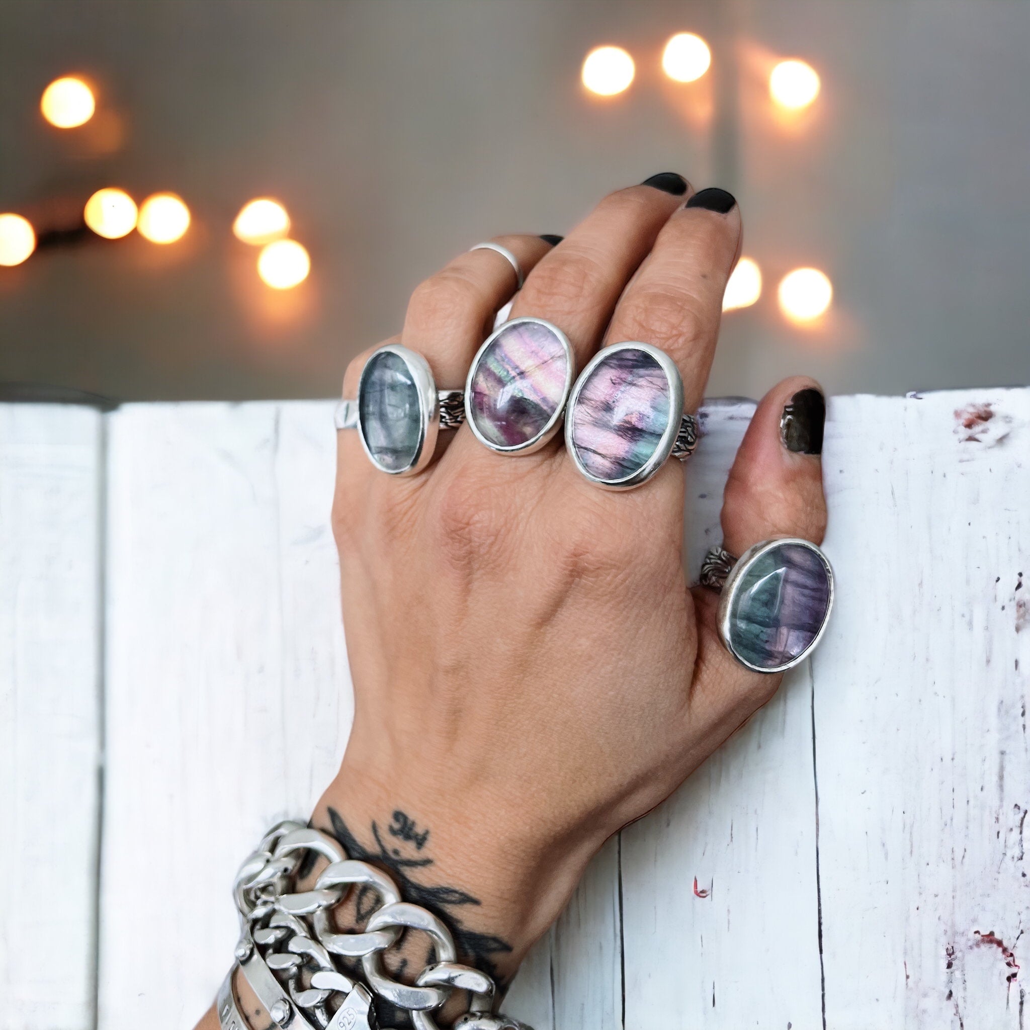 Anillo Flamenco Fluorita Ovalo - PREVENTA