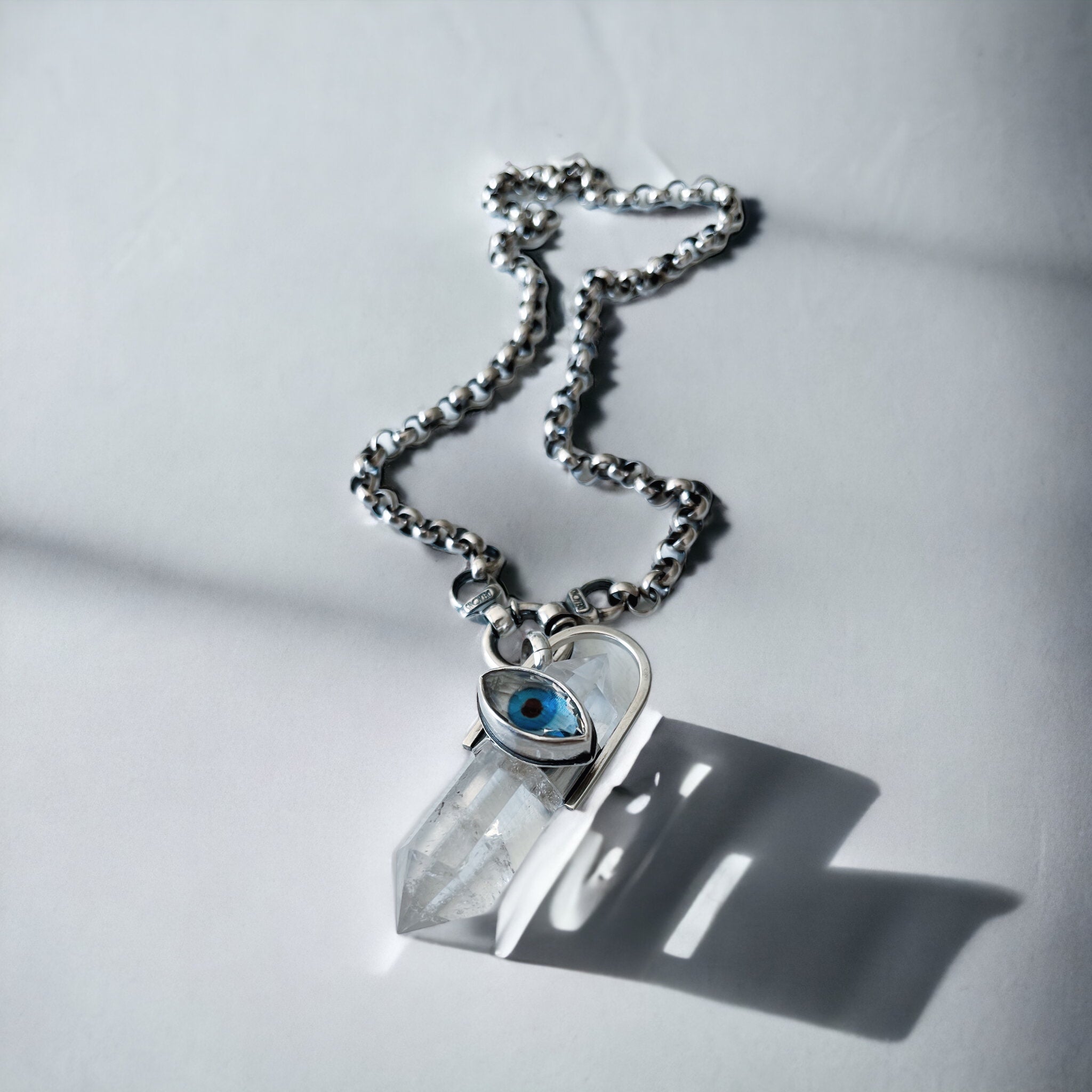 Colgante Doble Punta Cuarzo Medium Azul