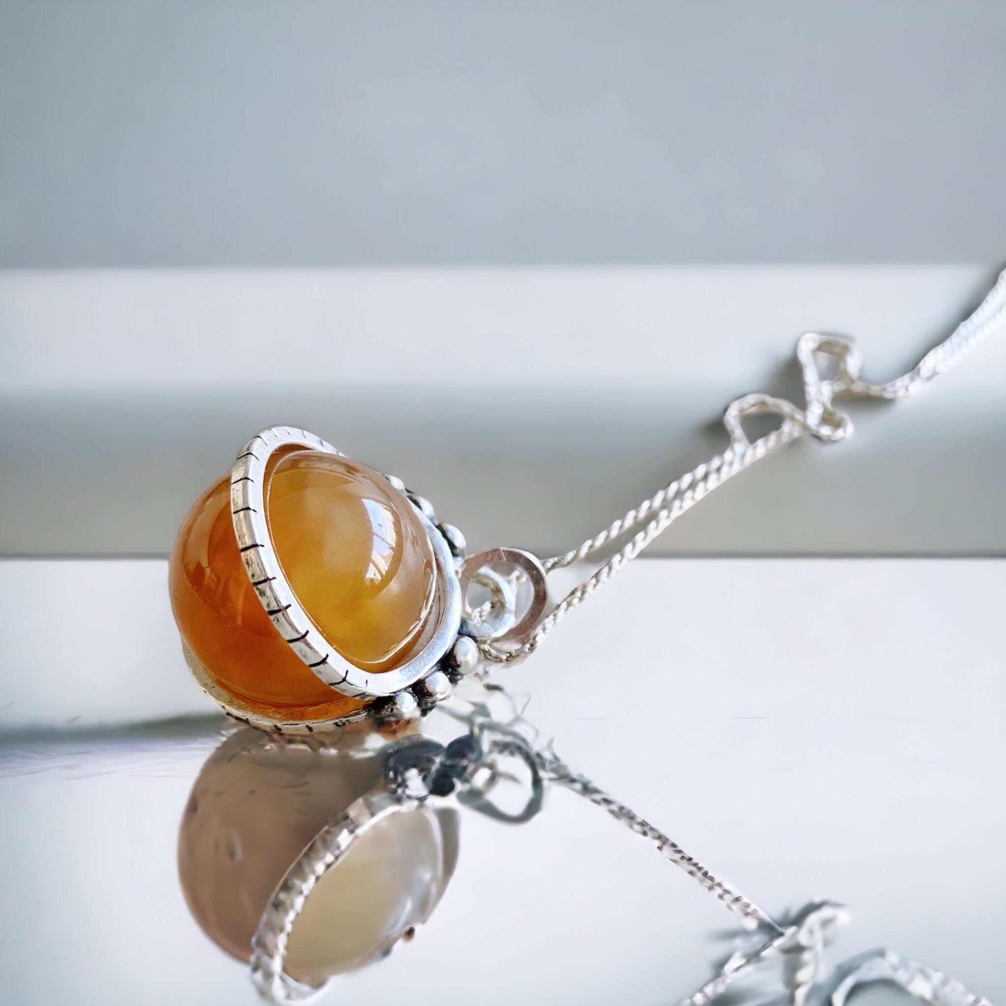 Colgante Halo Clasico Antiestress Agata Naranja "M"