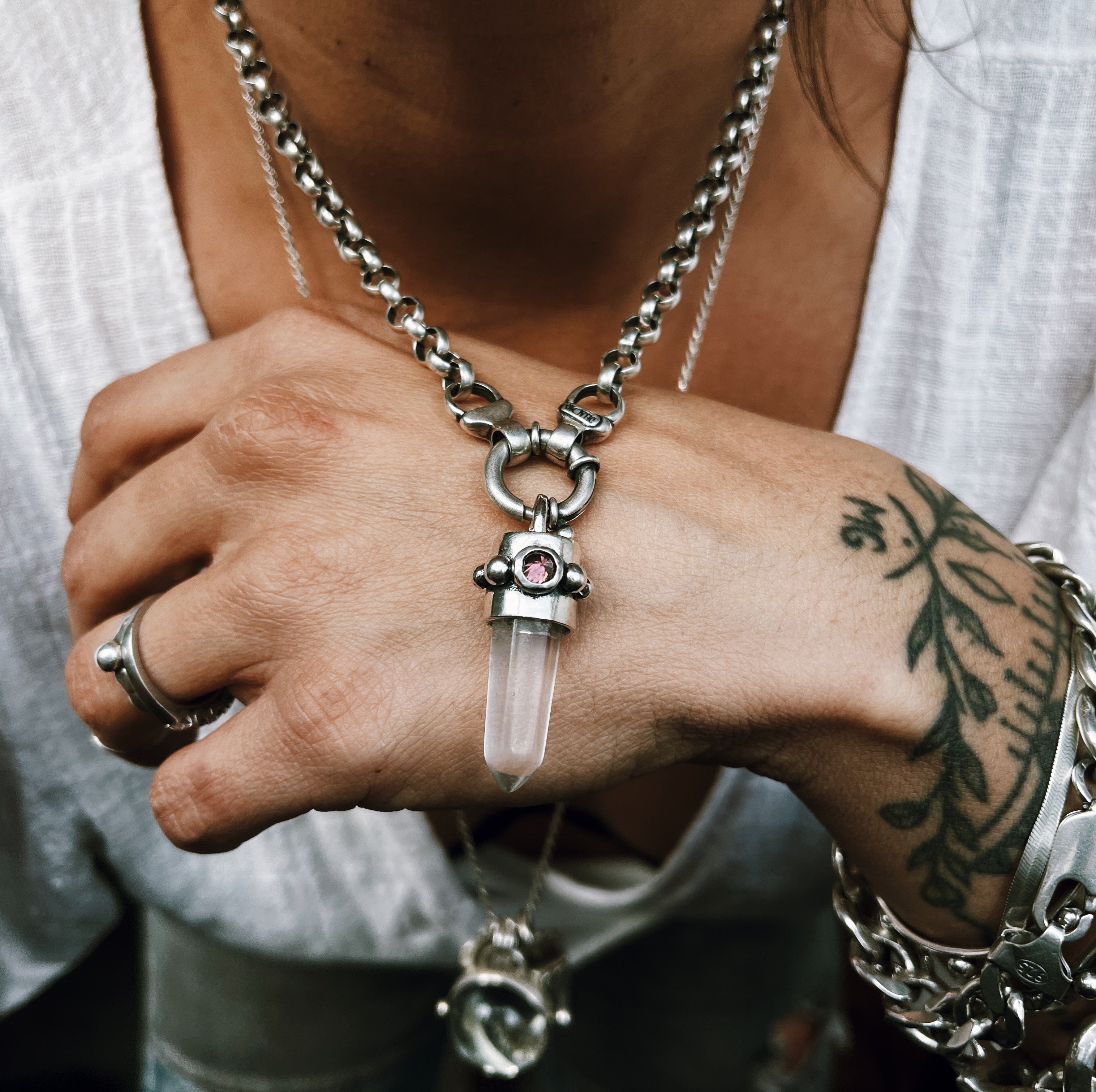 Colgante Punta Cuarzo / Varias Piedras