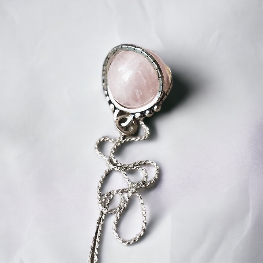 Colgante Halo Clasico Antiestress Cuarzo rosado "M"