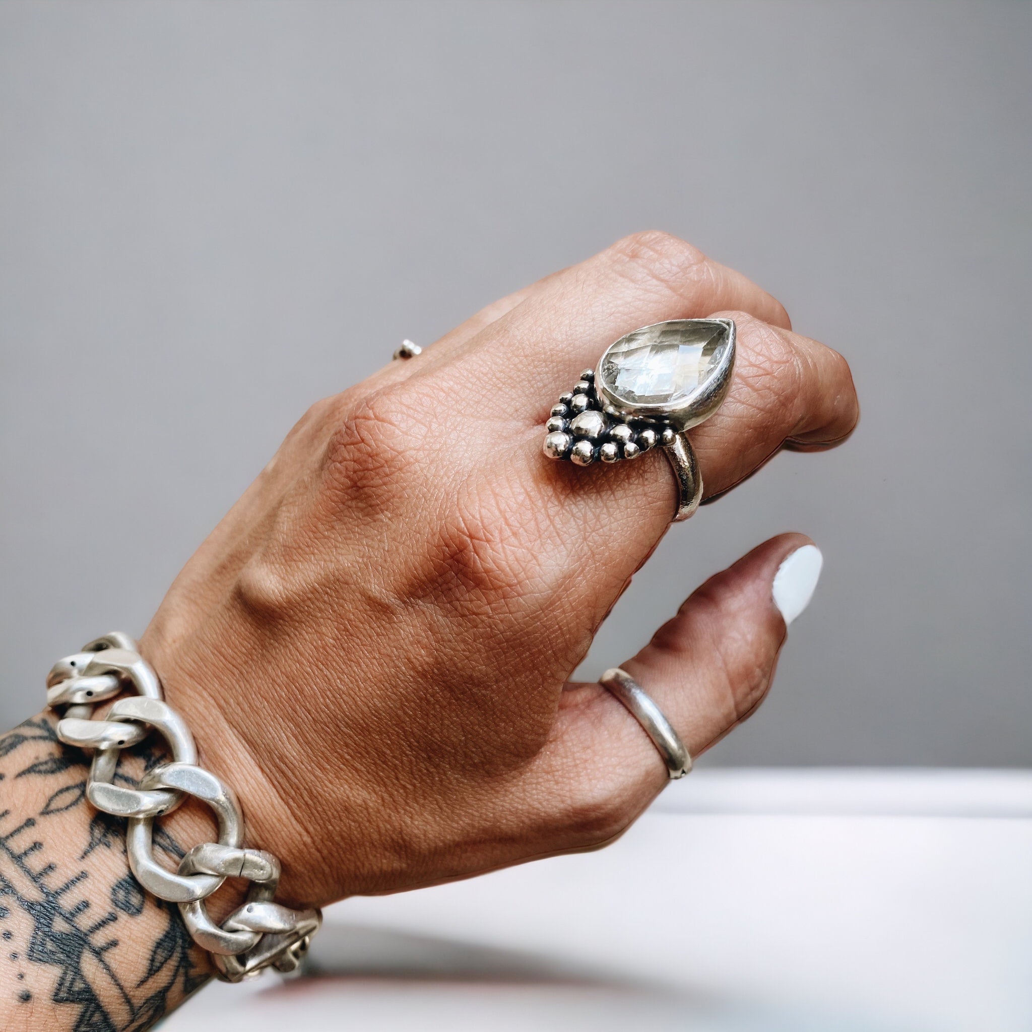 Anillo Cuarzo Gota Empelotada cuarzo - PREVENTA