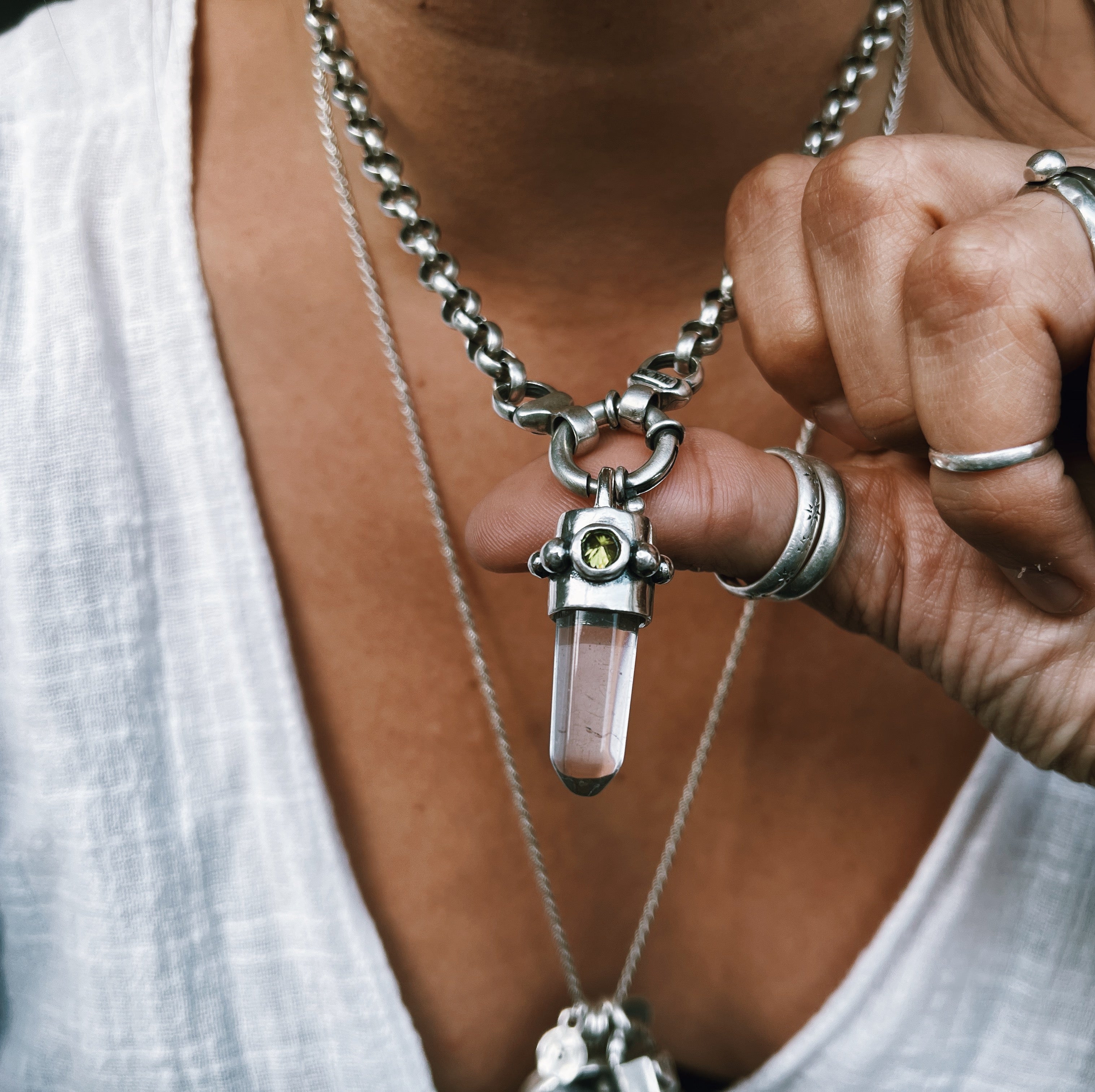 Colgante Punta Cuarzo / Varias Piedras