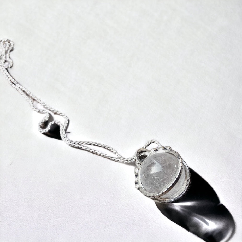 Colgante Halo Clasico Antiestress Cuarzo Transparente "L"