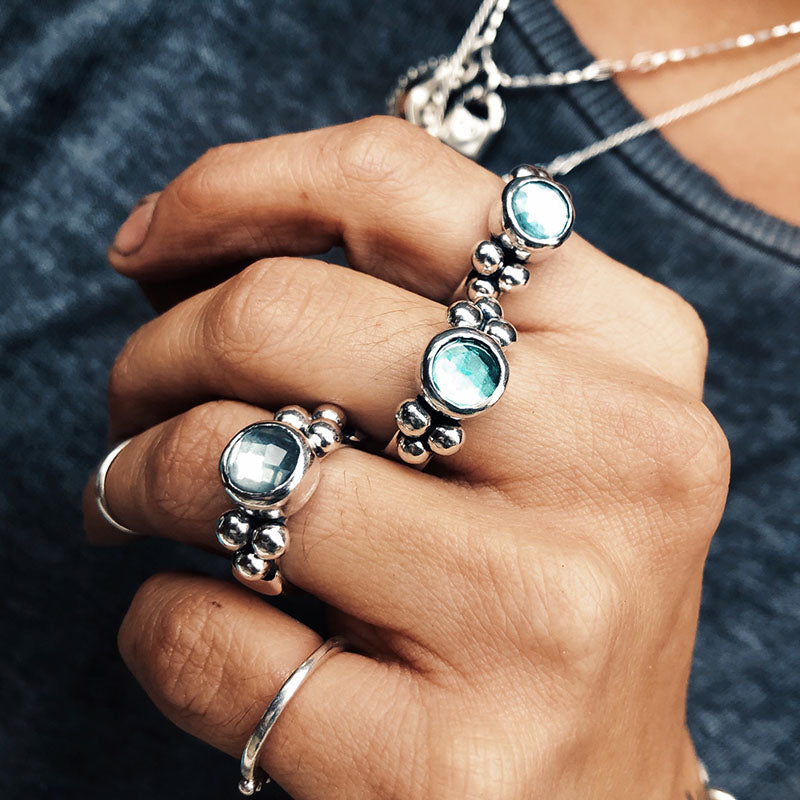Anillo Elisa Simple - Topacio Celeste