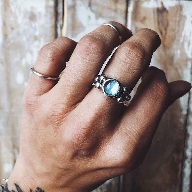Anillo Elisa Simple - Topacio Celeste
