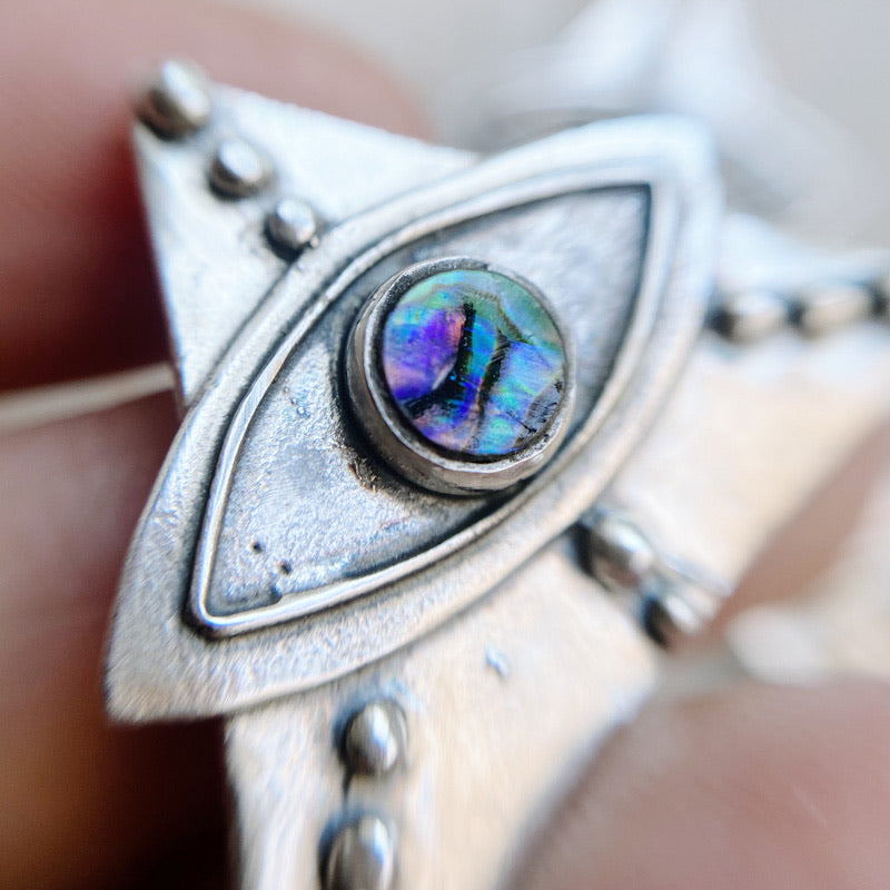 Colgante Triangulo Ojo Psicodelic Abalone