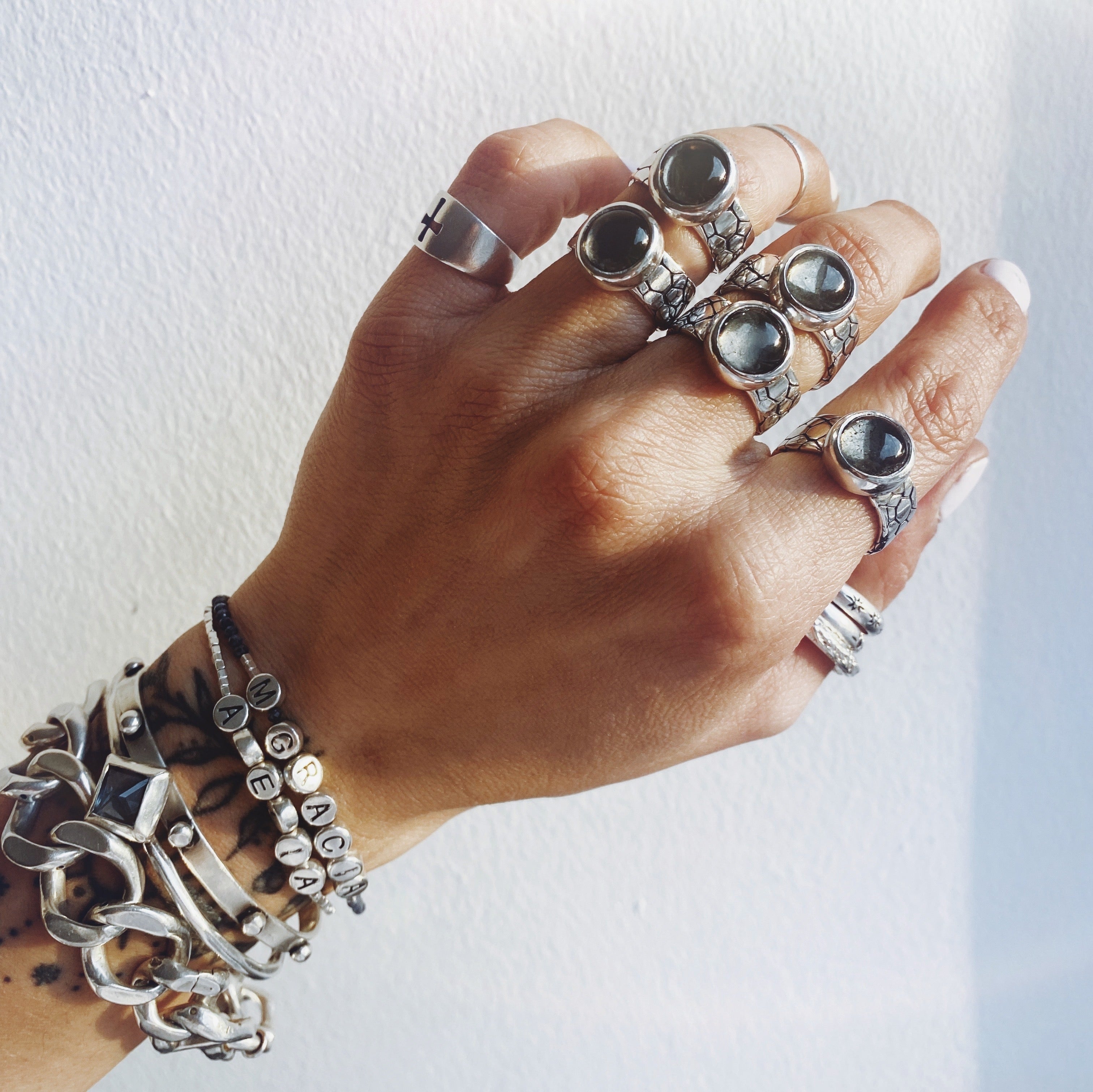 Anillo Piel de Serpiente + Pirita