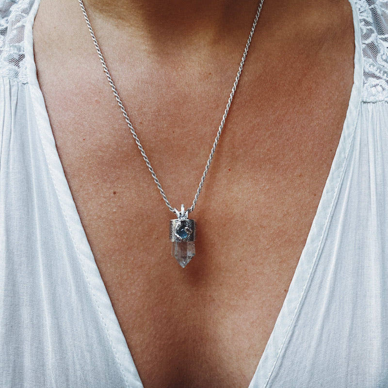 Colgante Mini Cuarzo Serpiquartz y Fluorita