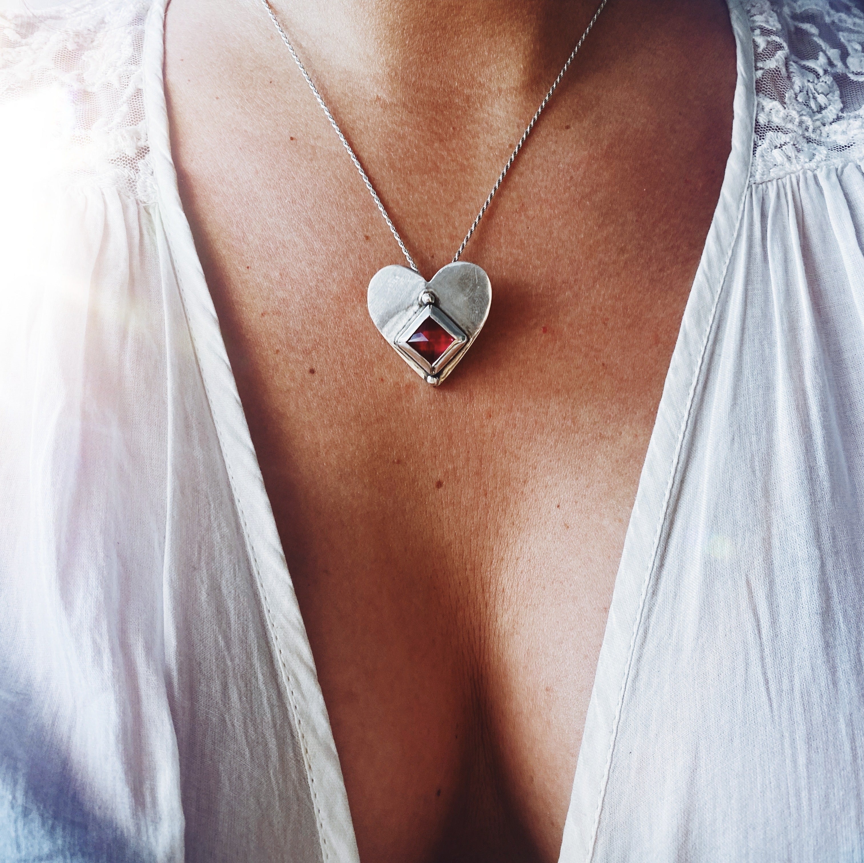 Colgante Corazon Rombo Rubi