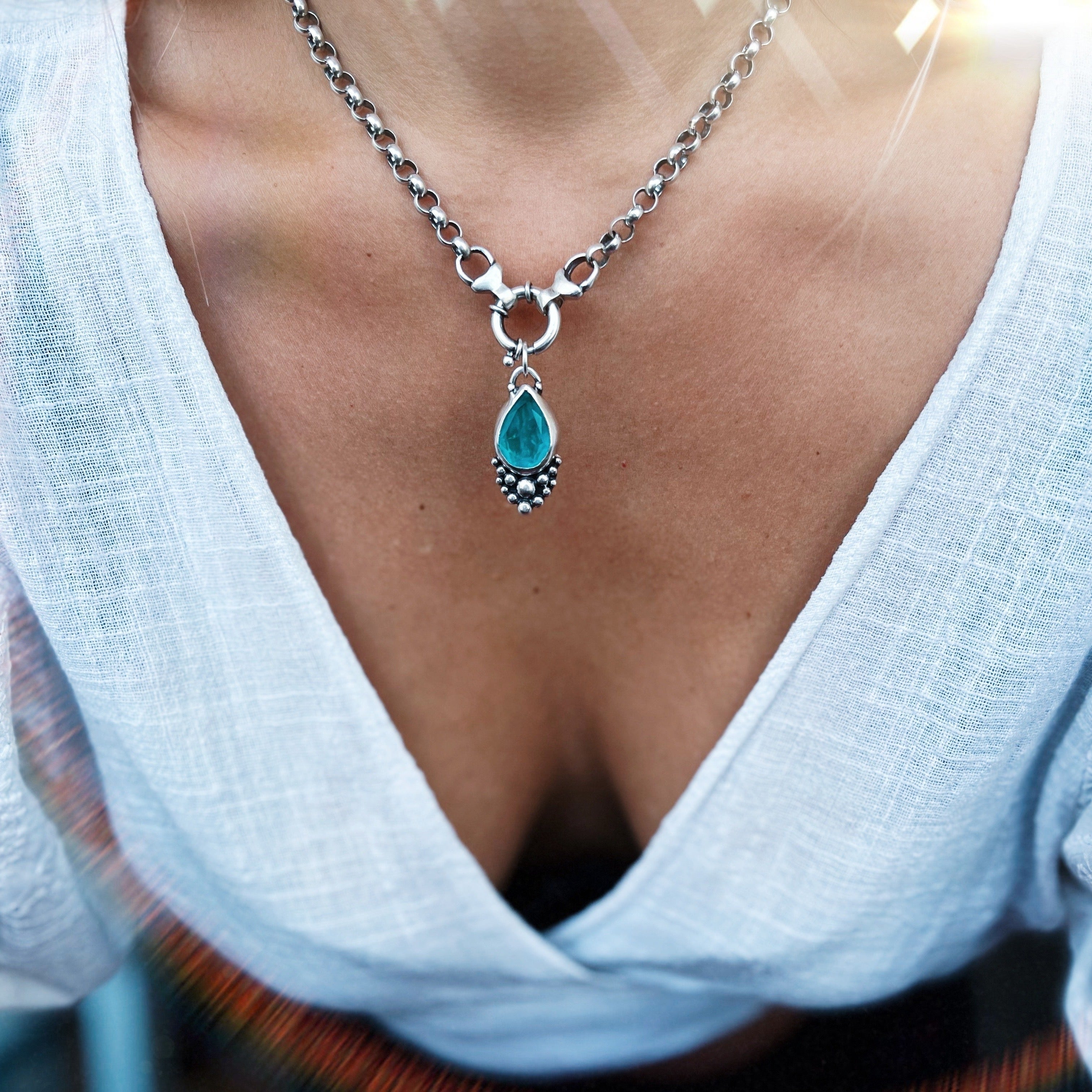 Colgante Mini Gota Empelotada Turmalina Paraiba