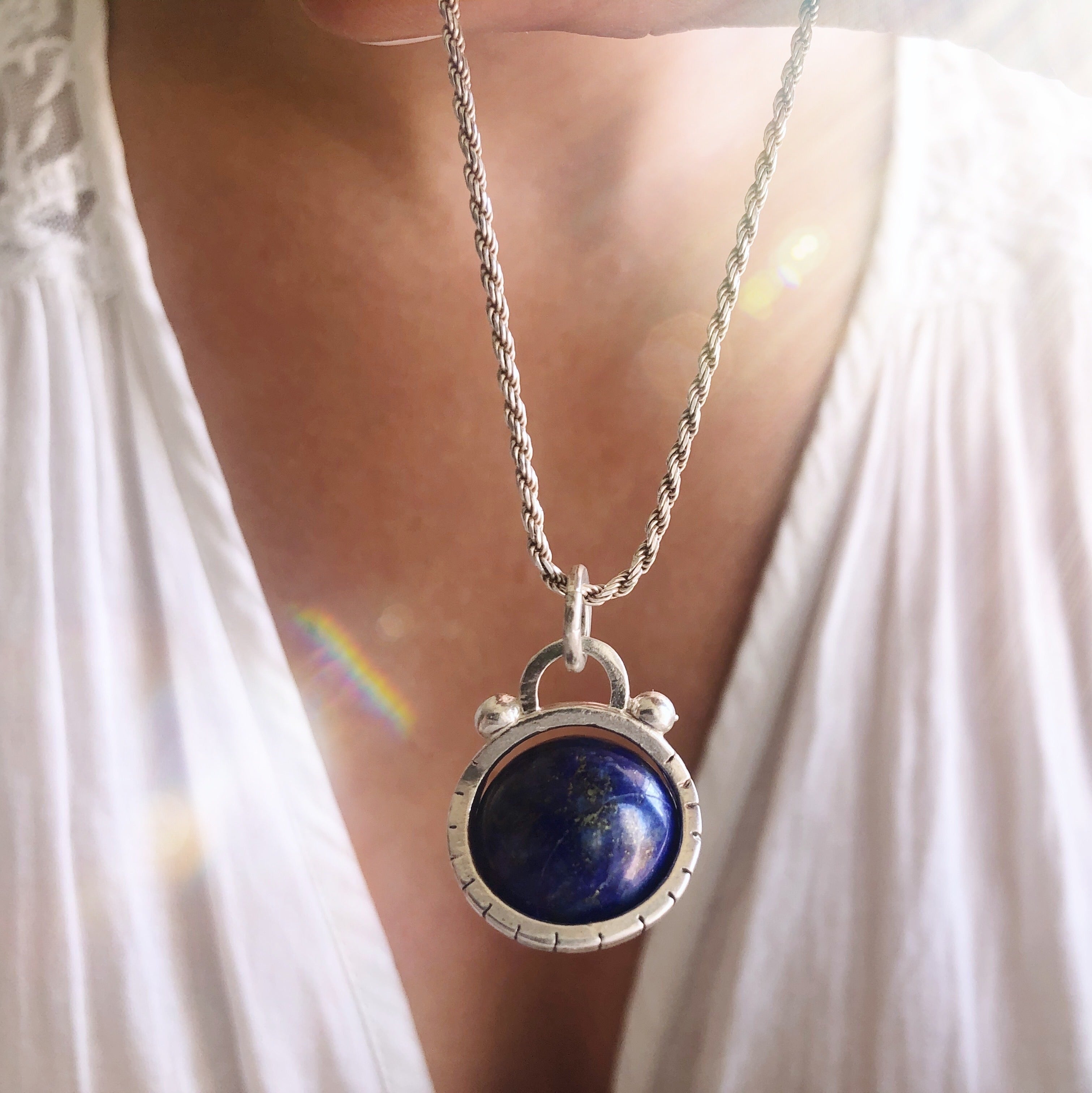Colgante Halo Clasico Antiestress Lápiz Lazuli "XS"