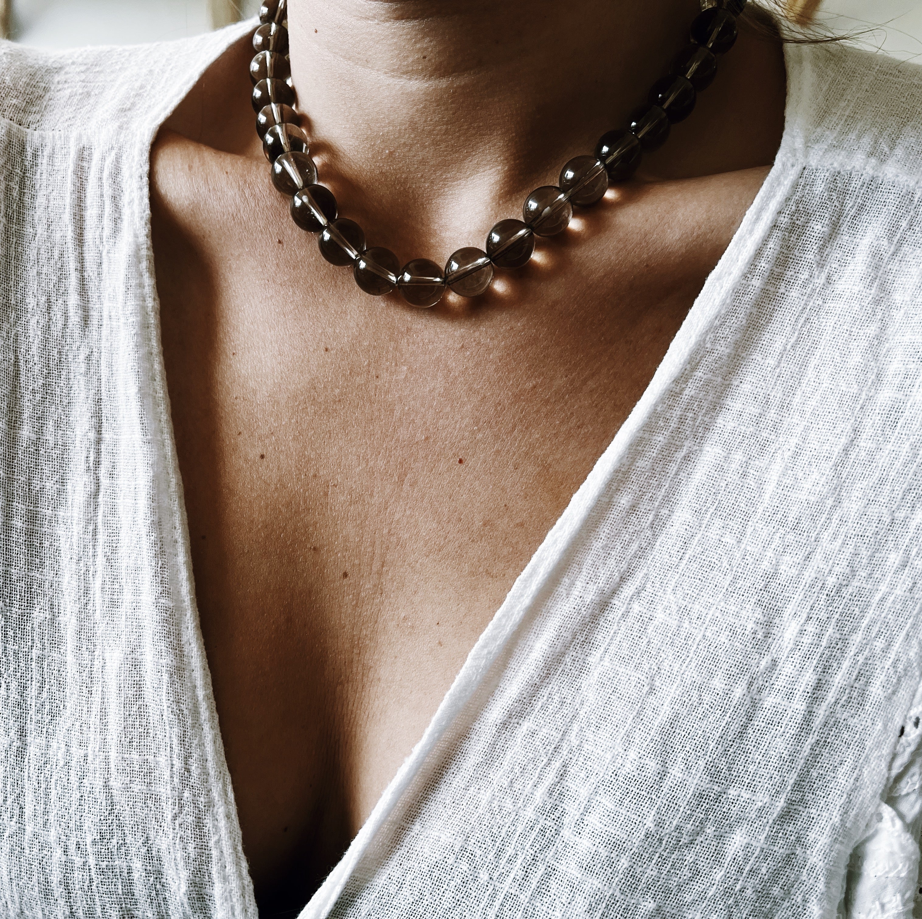 Collar Rocking Balls Cuarzo Ahumado