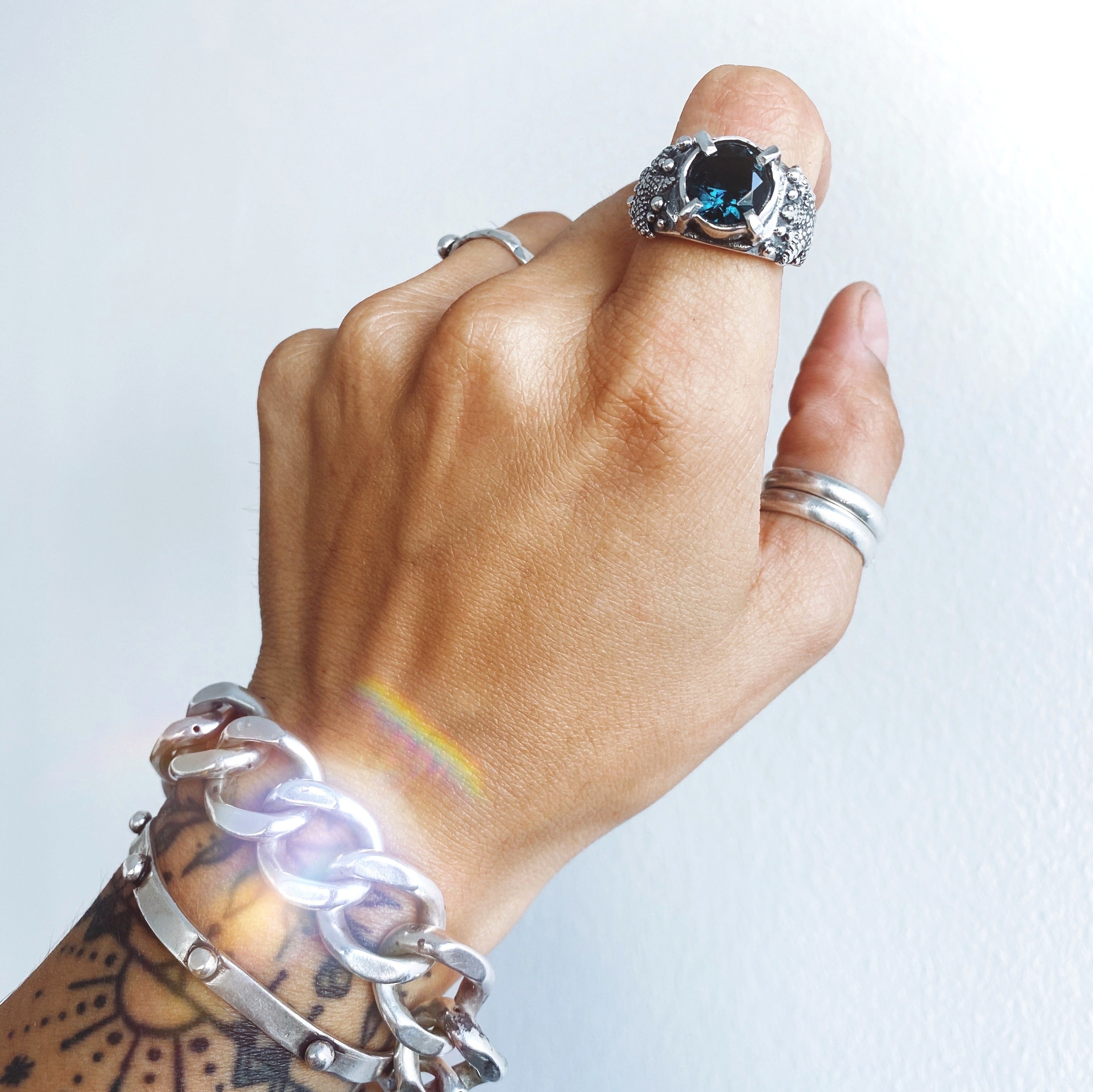 Anillo Marino Topacio London Blue