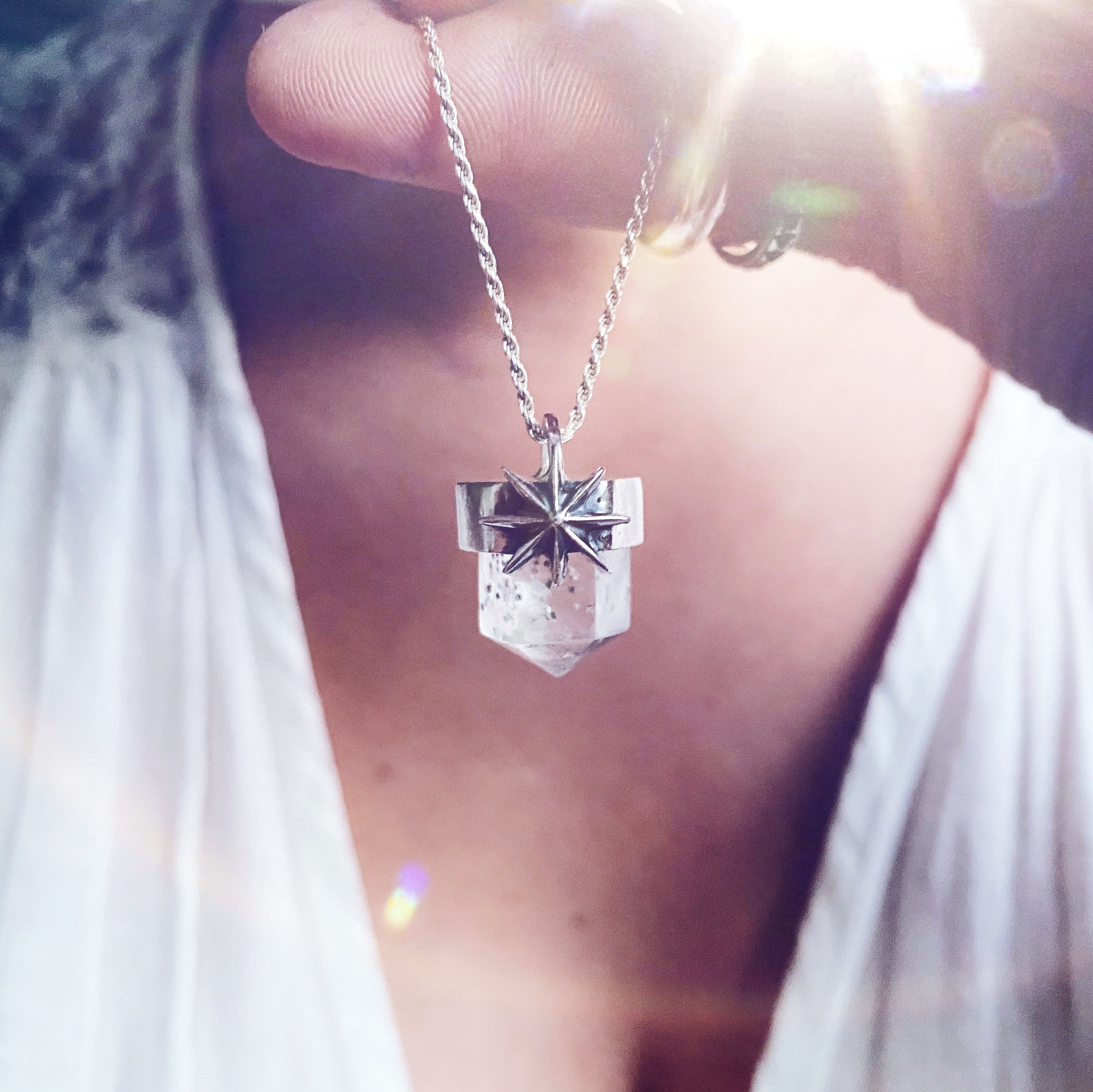 Colgante Punta Lucero Cuarzo Pirita + Hematoide