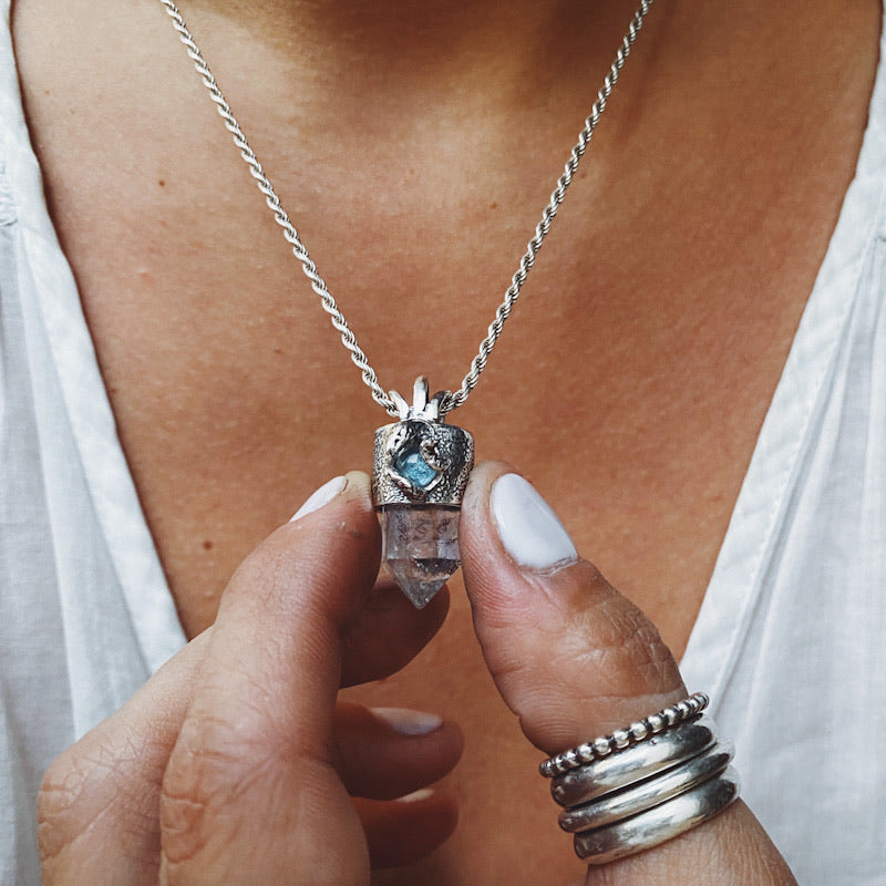 Colgante Mini Cuarzo Serpiquartz y Fluorita