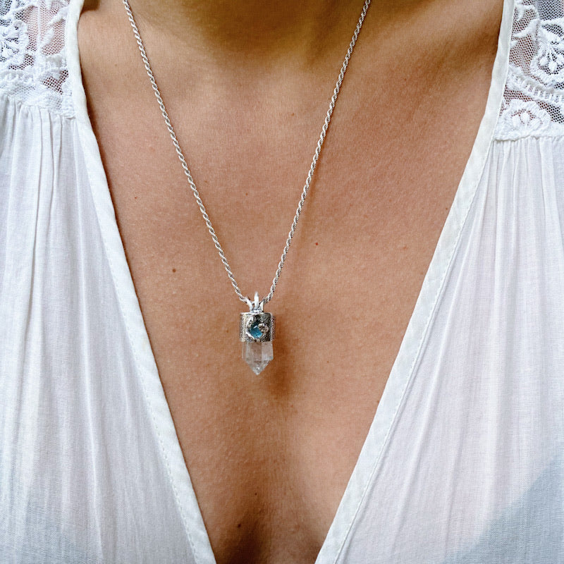 Colgante Mini Cuarzo Serpiquartz y Fluorita