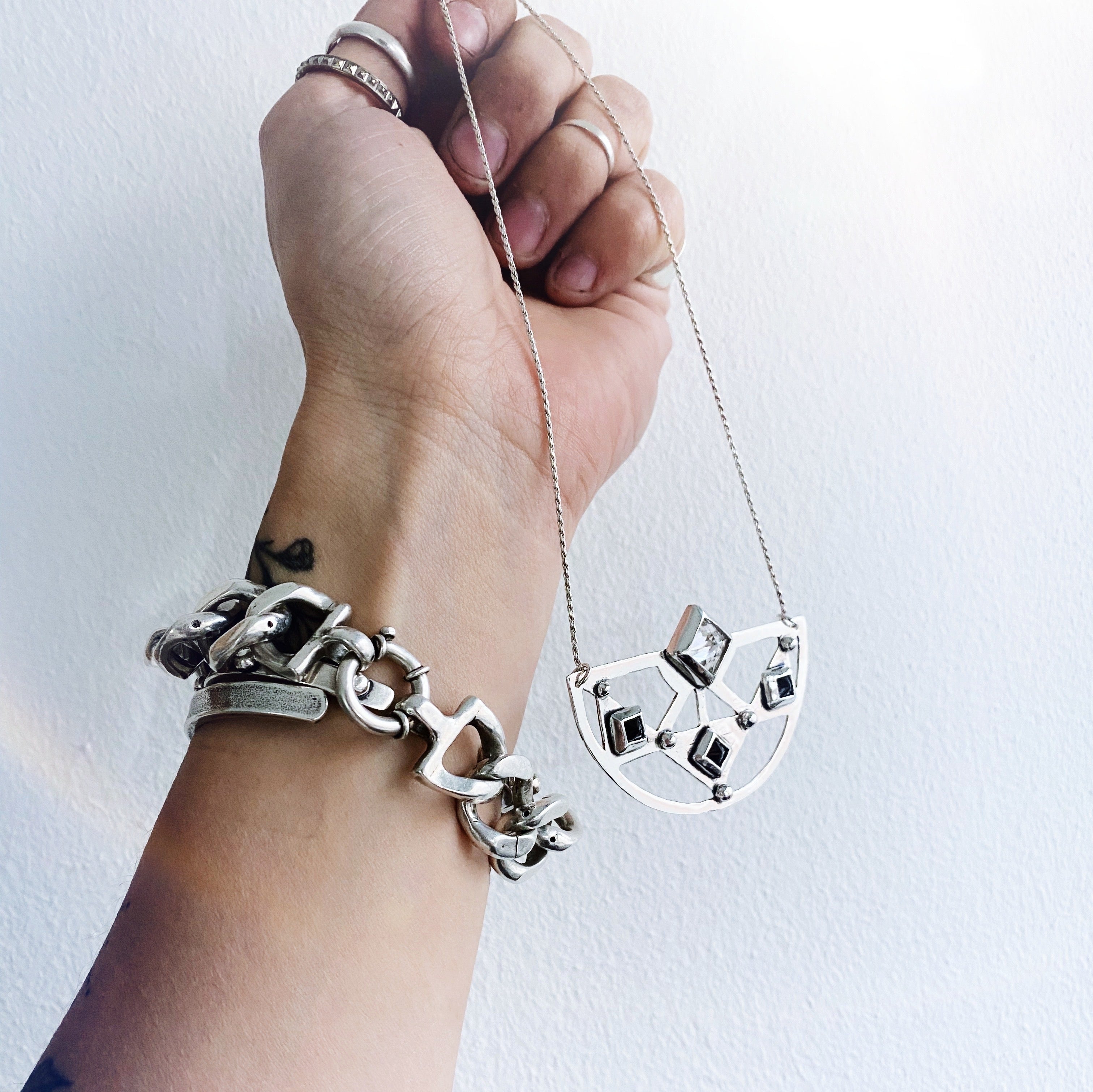 Colgante Egipcio Rombos cuarzo y Onix