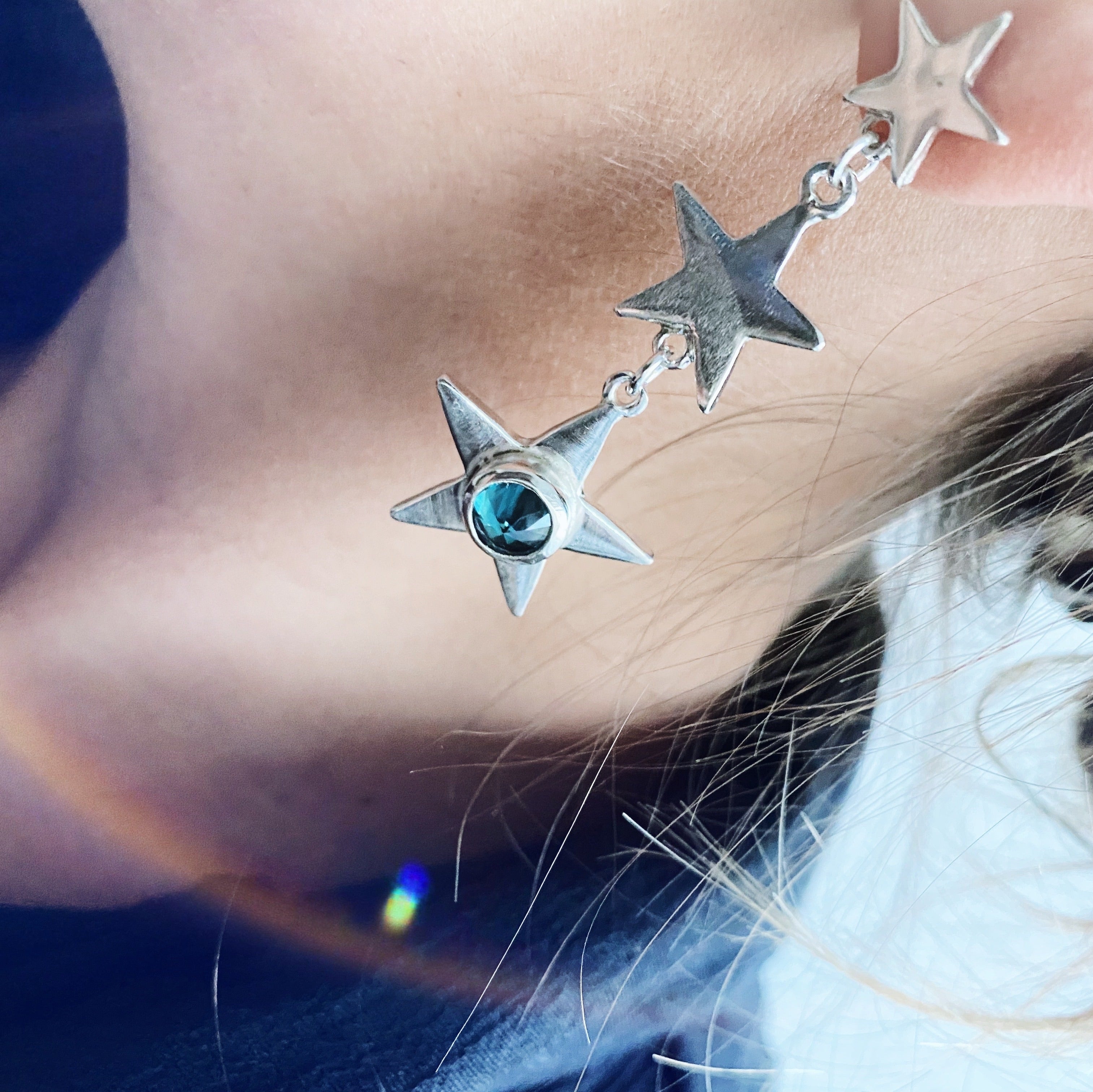 Aros Estrellados Topacio London Blue - PREVENTA