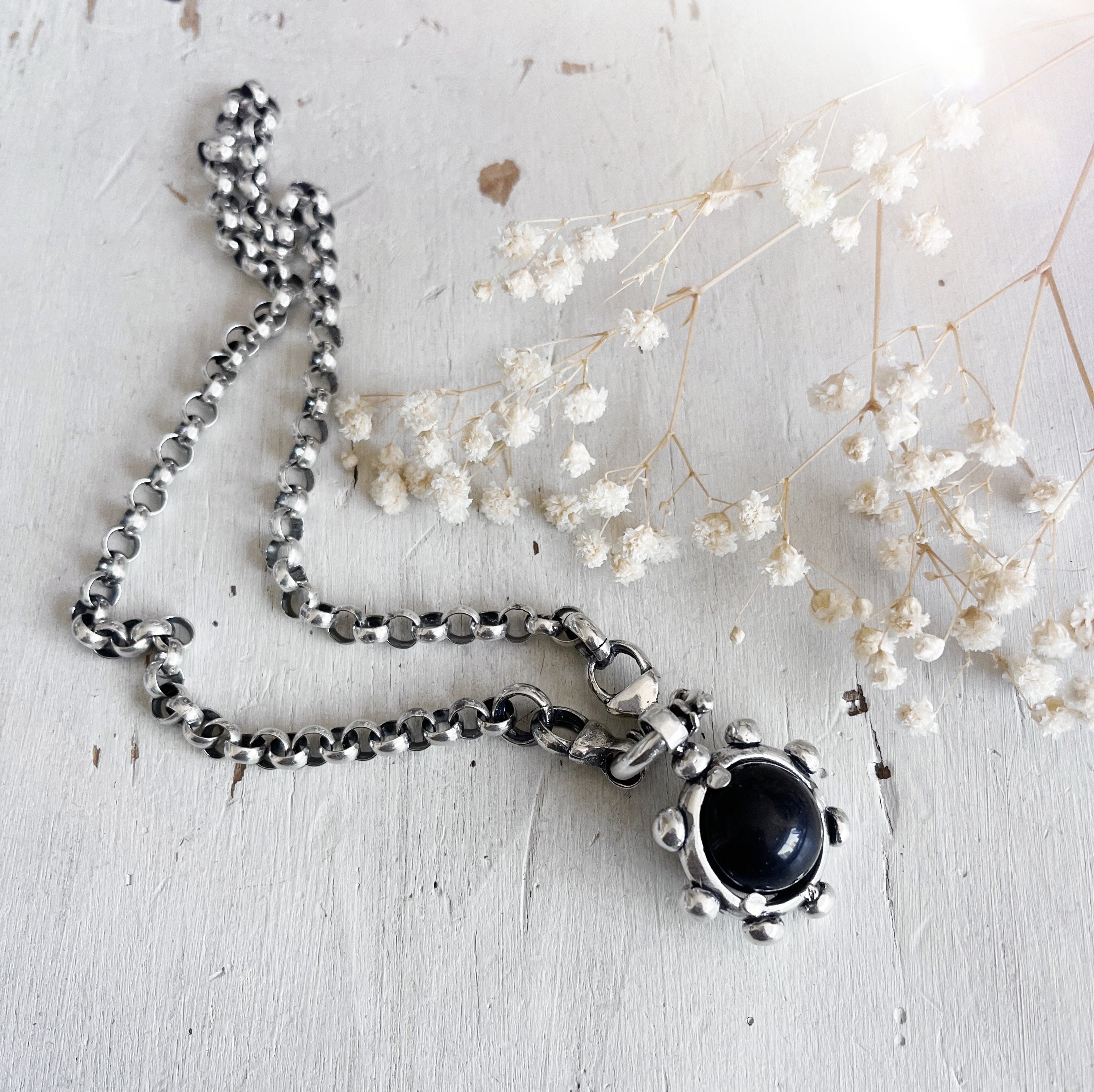 Colgante Halo Bowl + Obsidiana