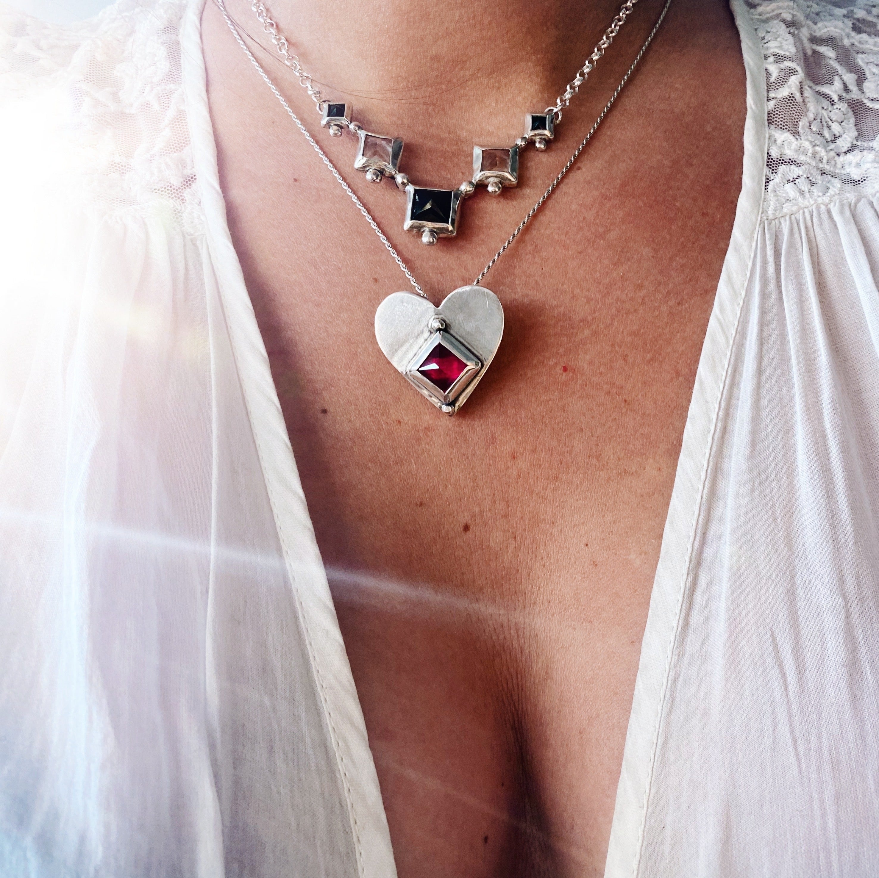 Colgante Corazon Rombo Rubi