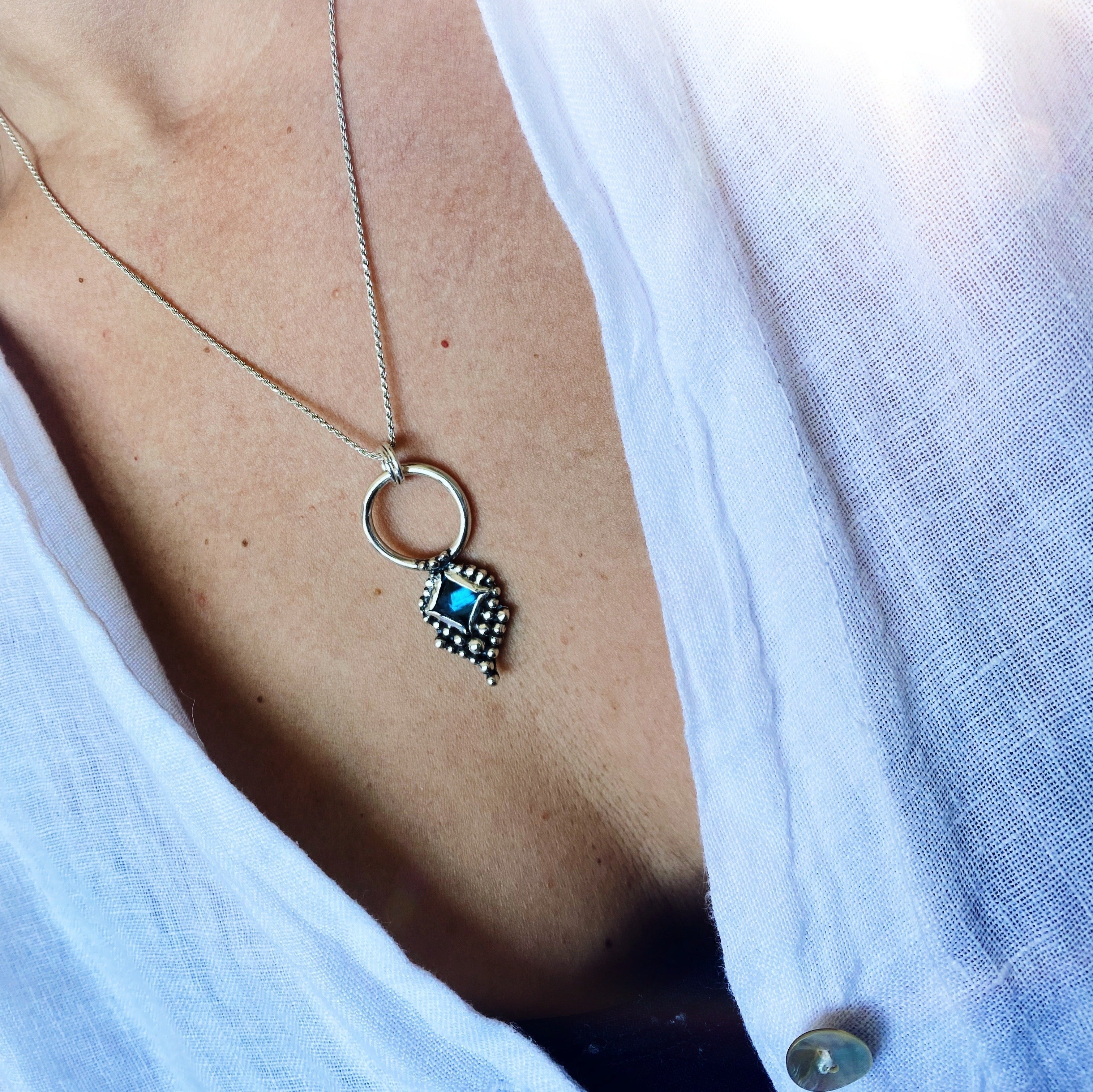 Colgante Bereber Topacio London Blue
