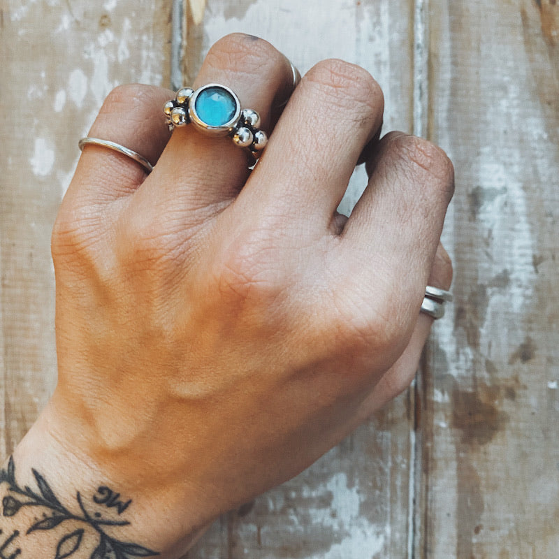Anillo Elisa Simple - Topacio Celeste