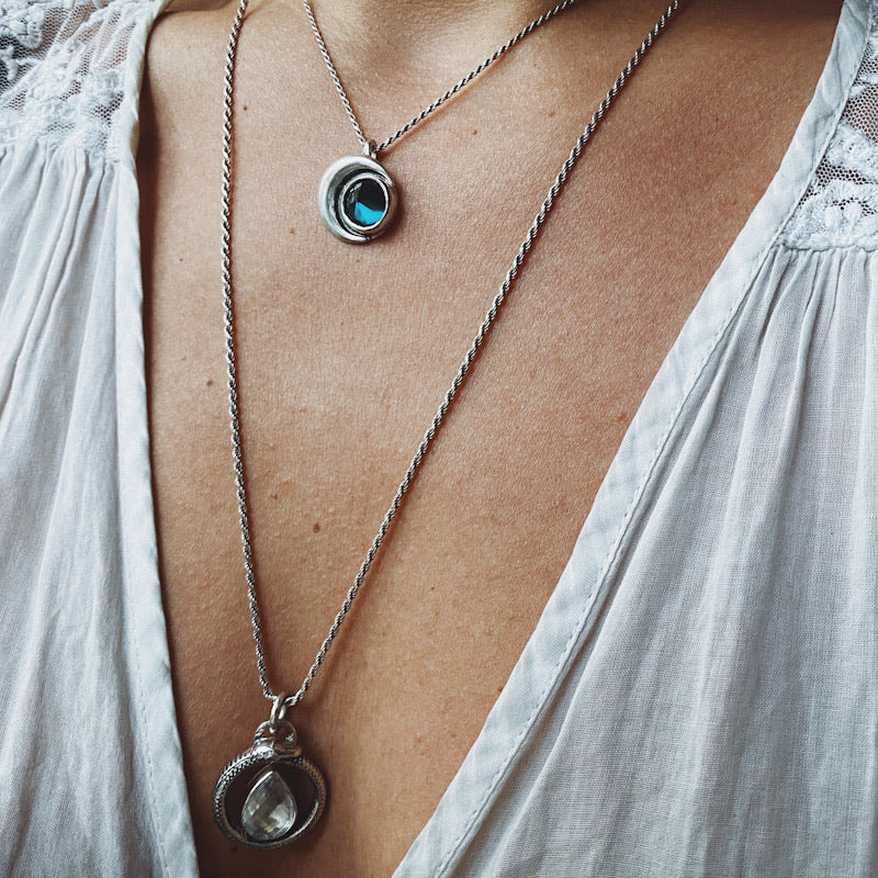 Colgante Medalla Eclipse Topacio London Blue
