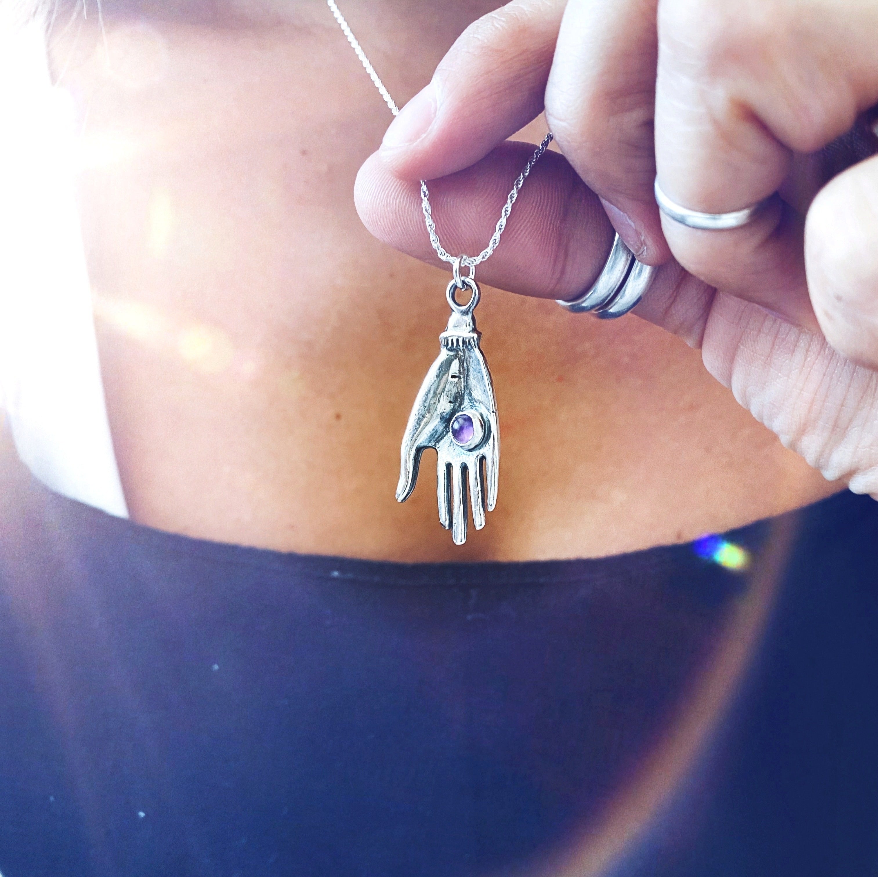 Colgante Mistic Hamsa Amatista