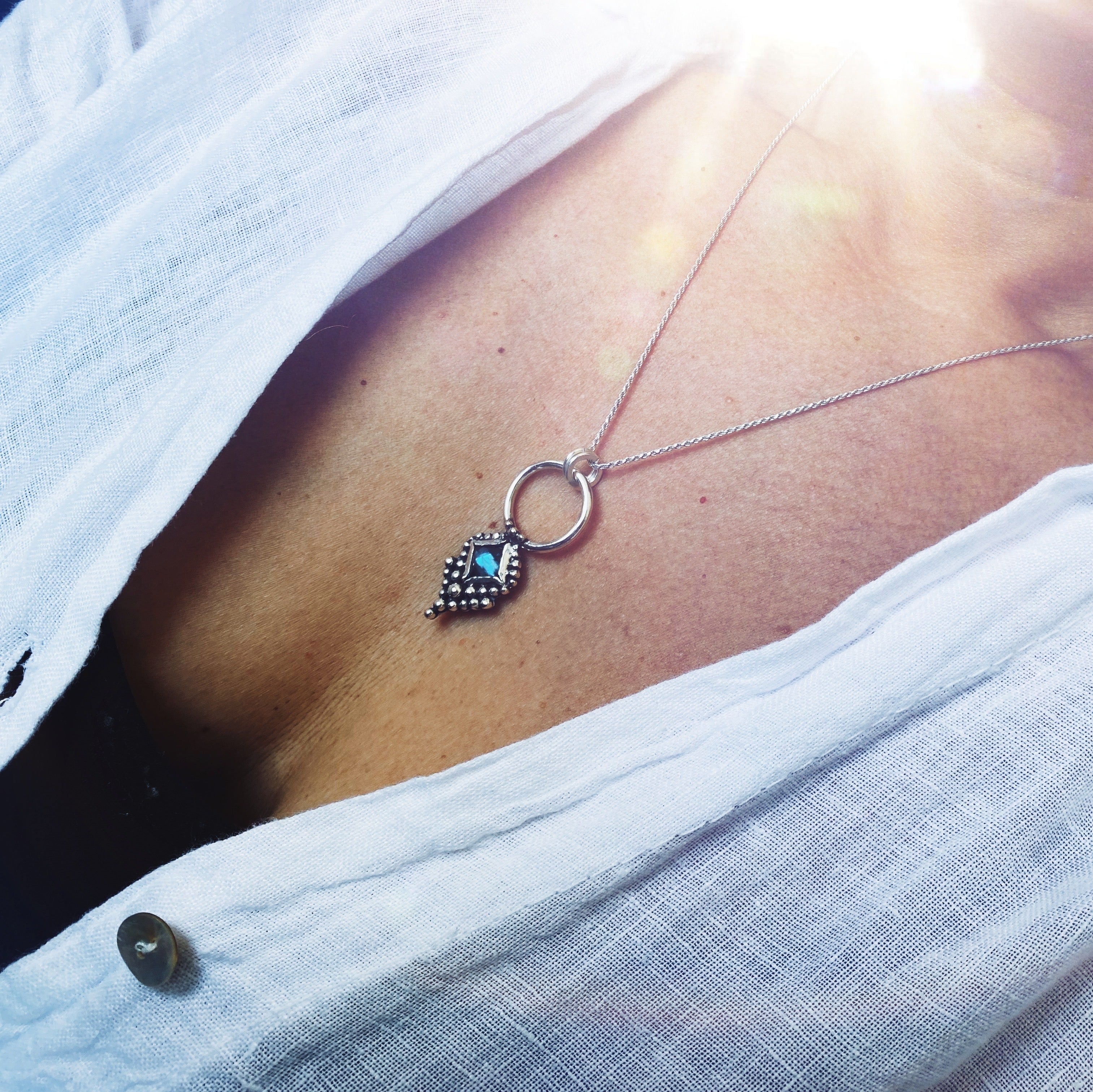 Colgante Bereber Topacio London Blue