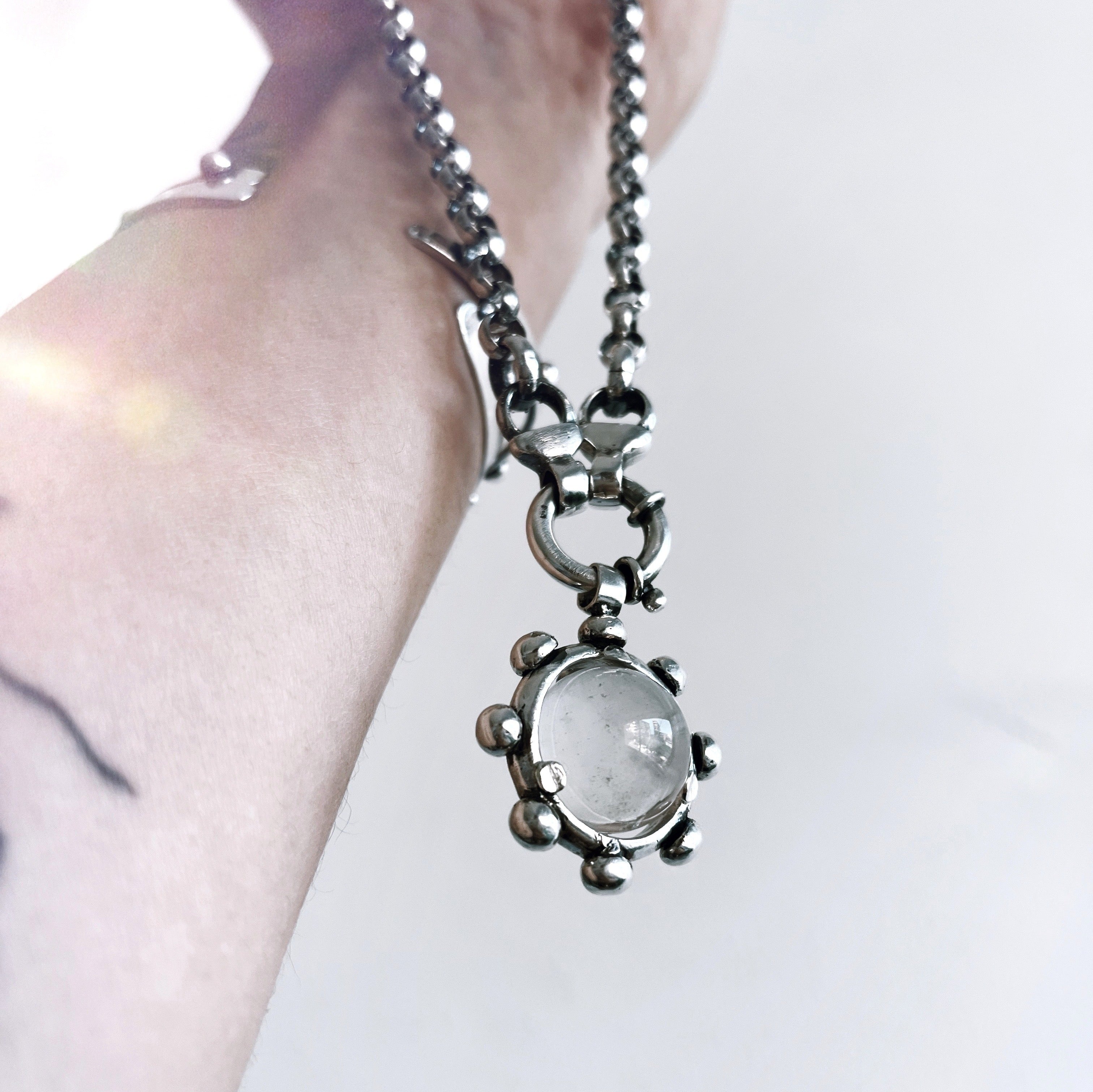 Colgante Halo Bowl + Cuarzo Transparente