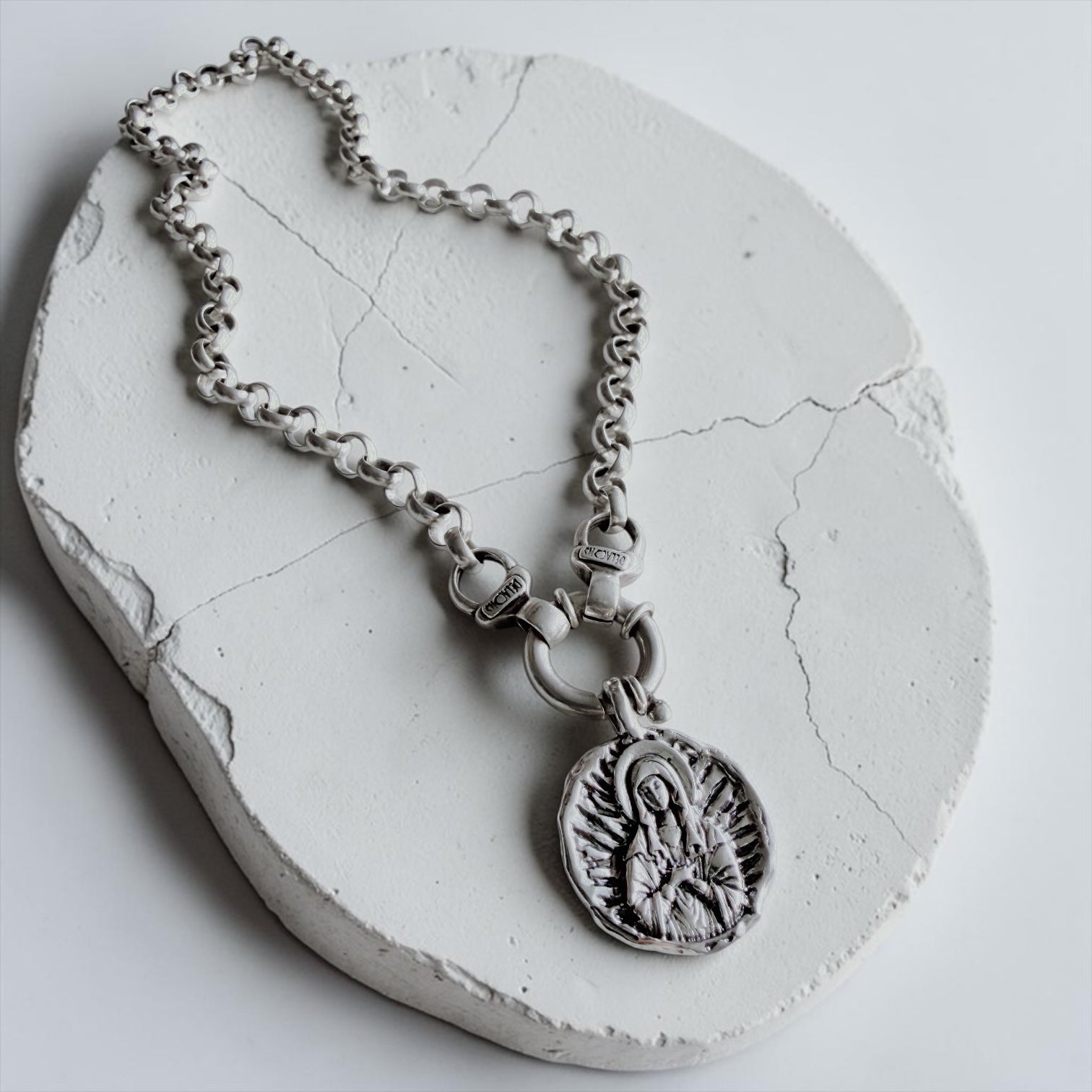 Colgante Medalla María Milagrosa - Redonda Plata