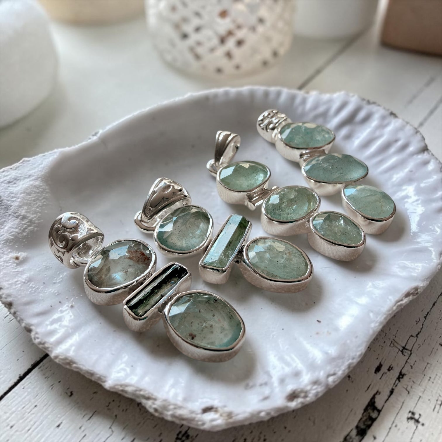 Colgante Trío Aguamarina