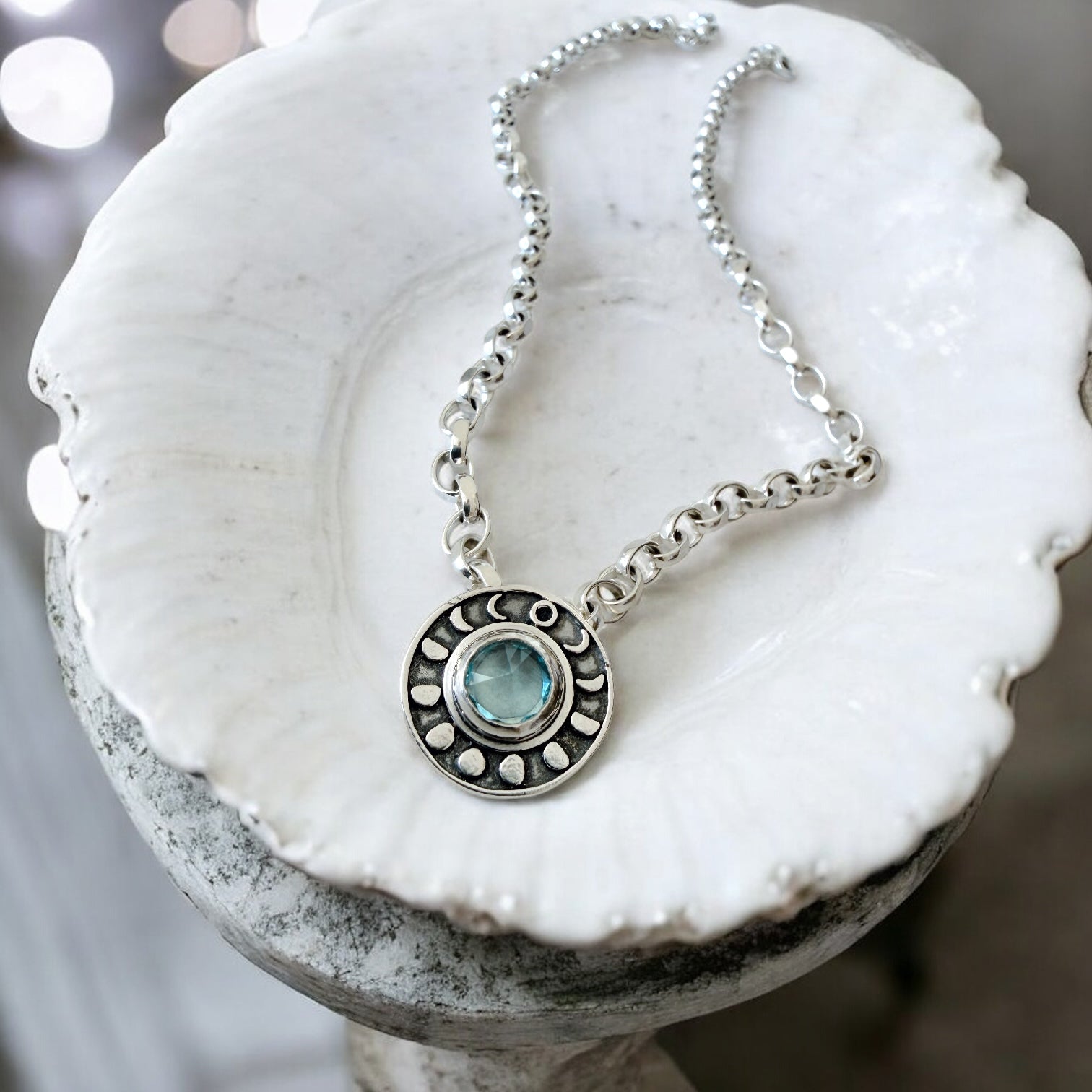 Colgante Medalla Ciclo Lunar - Varias Piedras