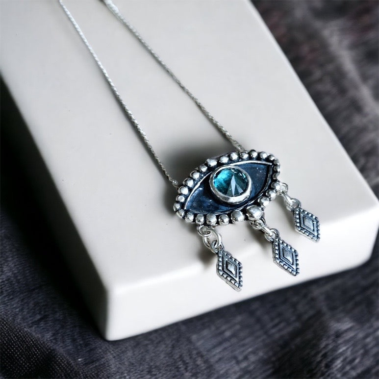 Colgante Ojo Flamenco Topacio London Blue