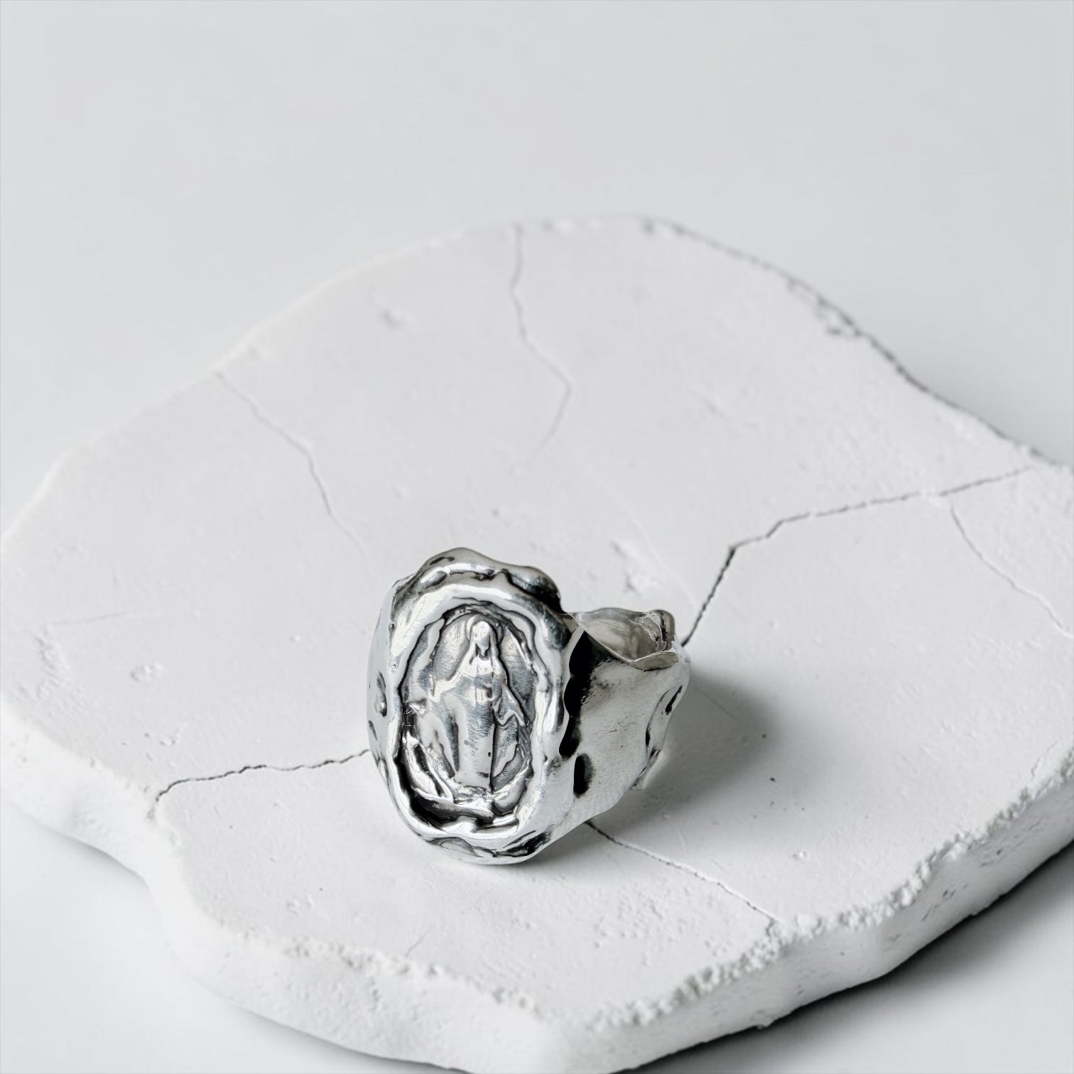 Anillo Sello Mariano - Plata