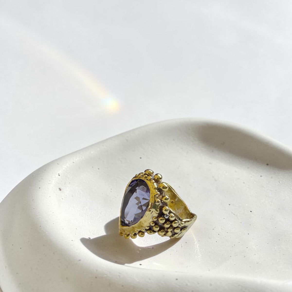 Anillo Gota Pomposa Bronce - Amatista