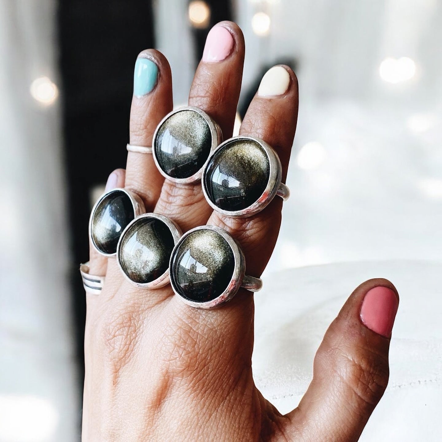 Anillo Umbra Obsidiana Dorada - PREVENTA