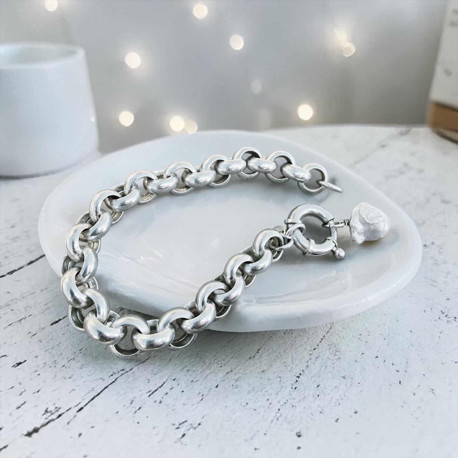 Pulsera Rolo Chunky + perla barroca