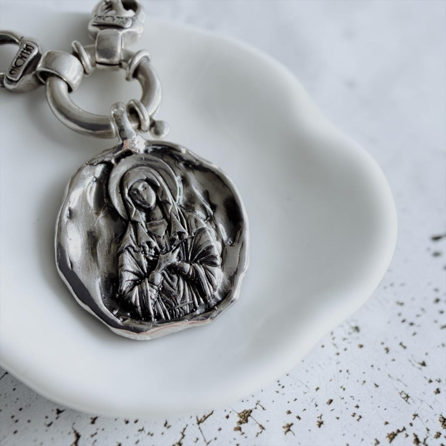 Colgante Medalla María Milagrosa - Redonda Plata