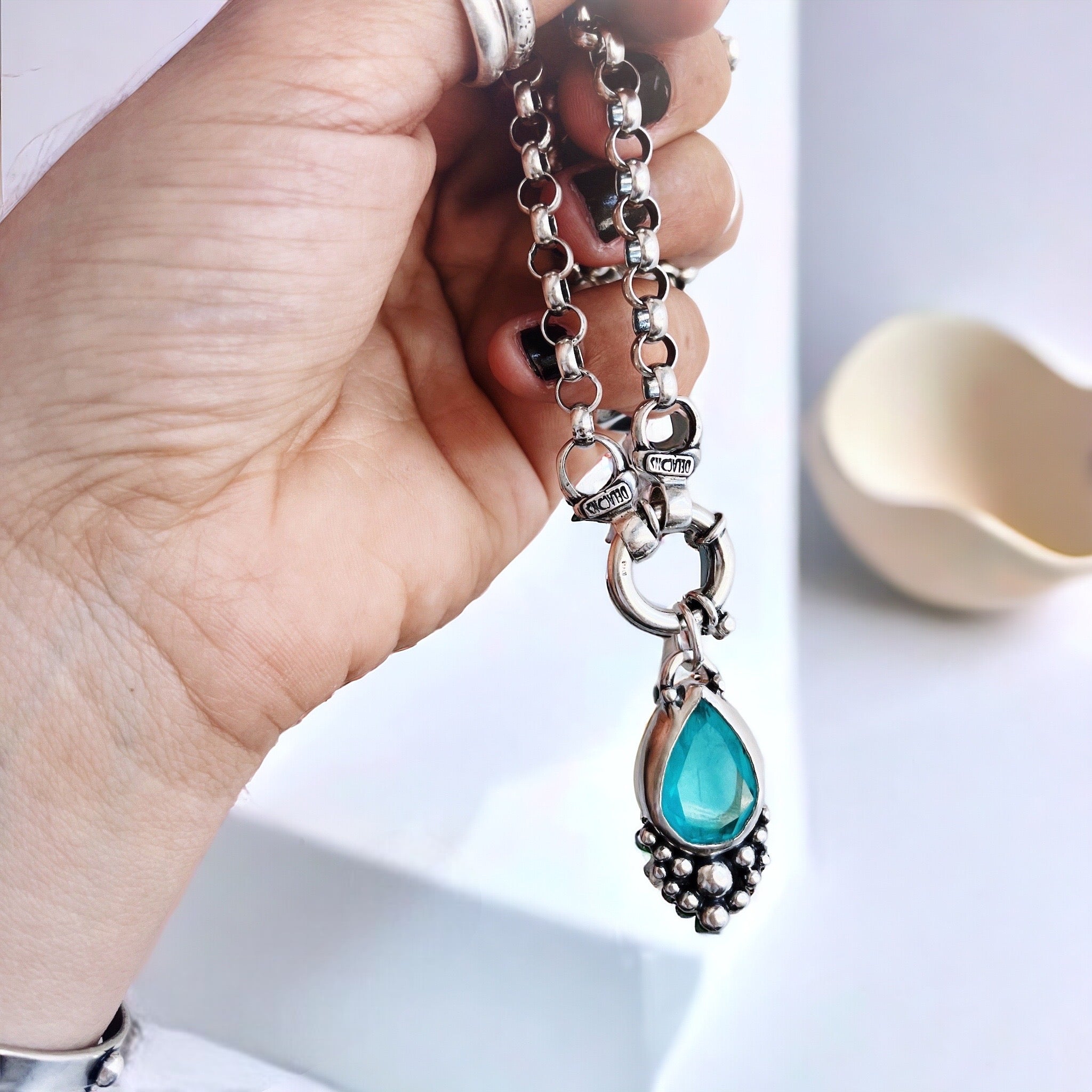 Colgante Mini Gota Empelotada Turmalina Paraiba