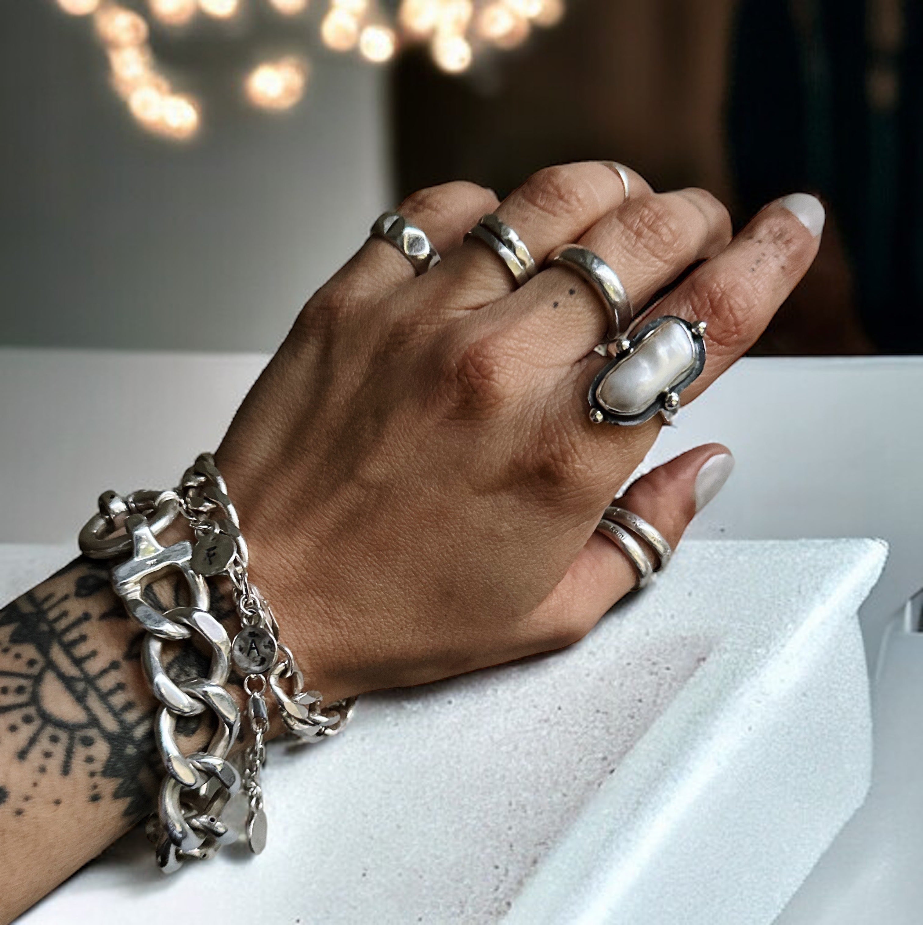 Anillo Perlas Barrocas