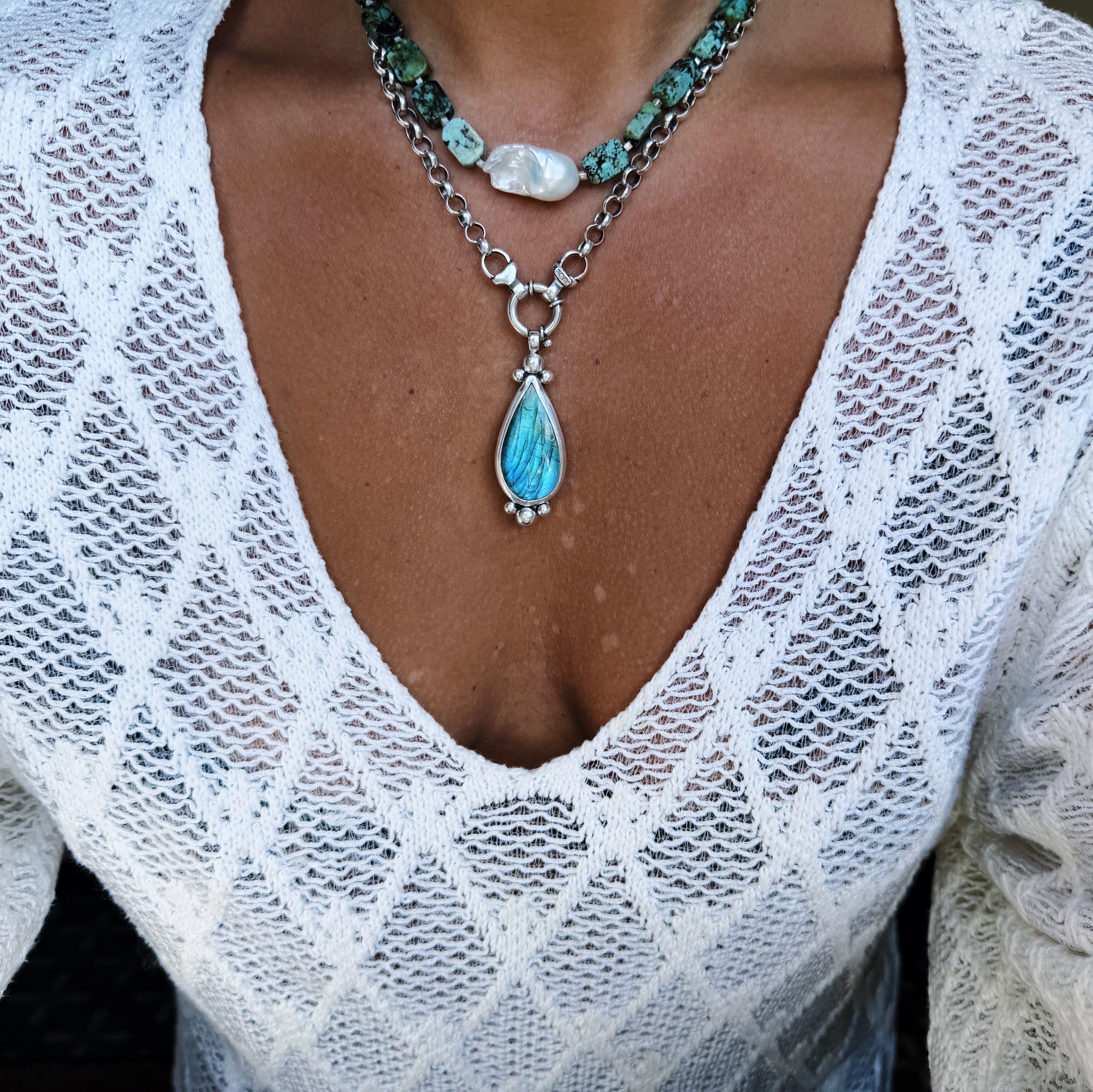 Colgante Labradorita Gota Azul