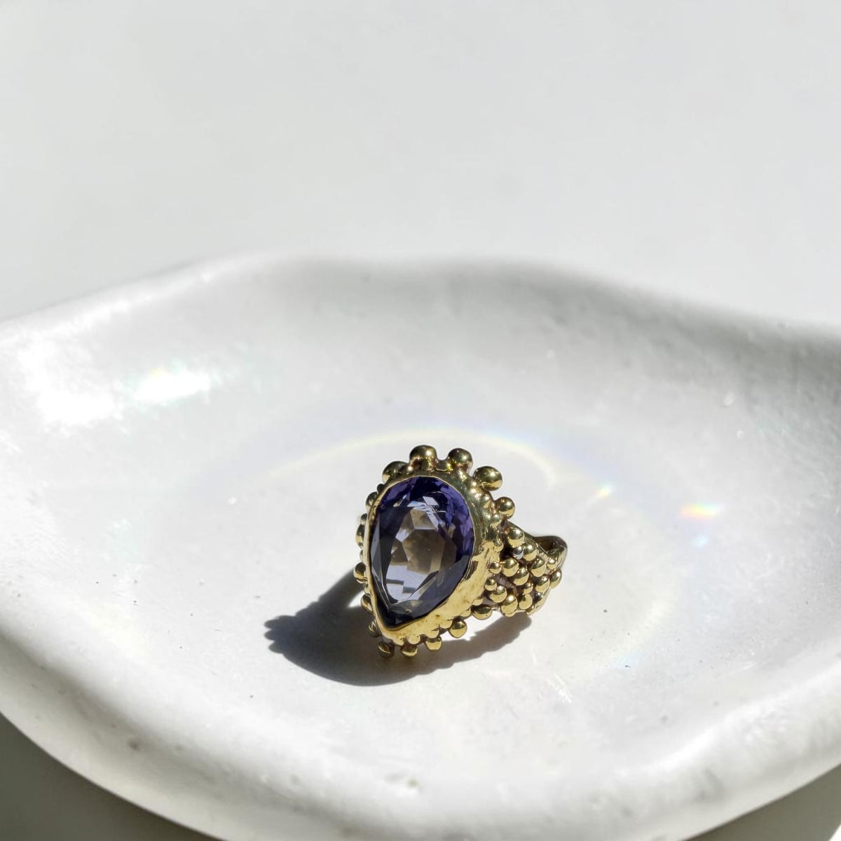 Anillo Gota Pomposa Bronce - Amatista