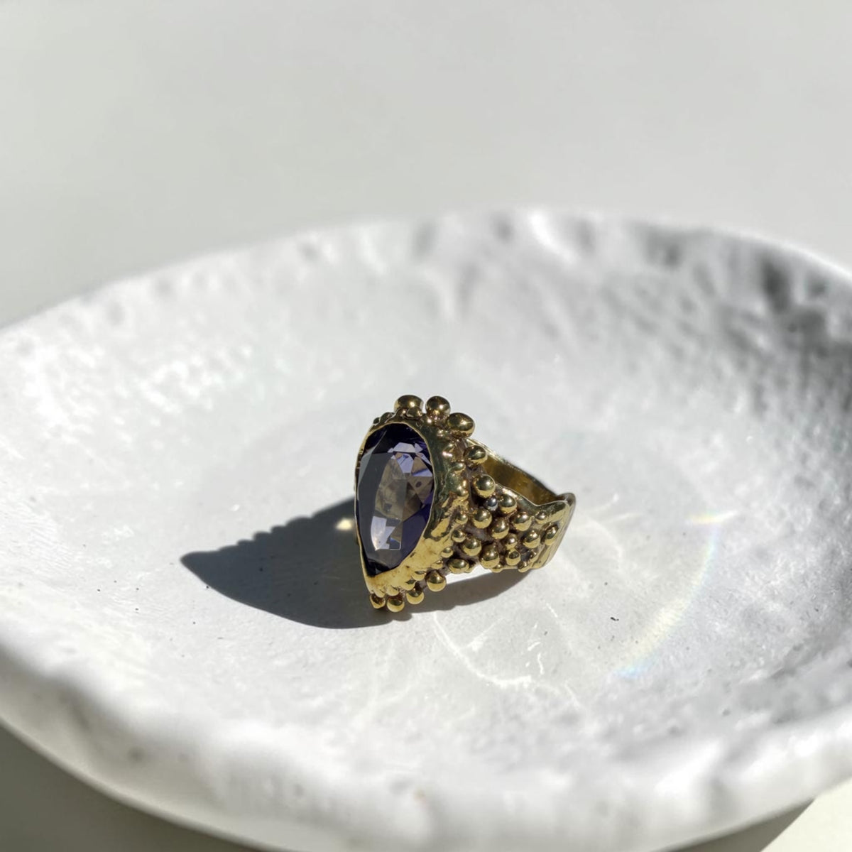 Anillo Gota Pomposa Bronce - Amatista