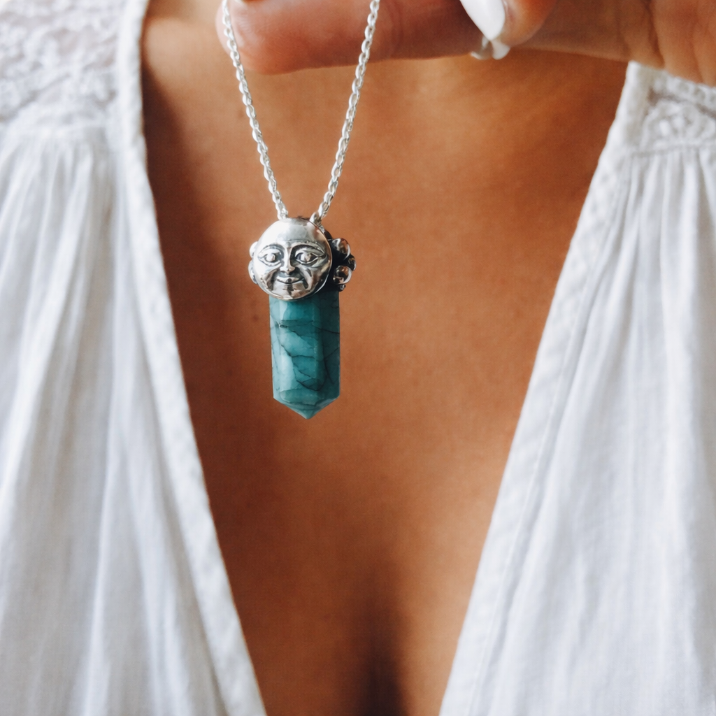 Colgante Moonface Dots raíz de Esmeralda